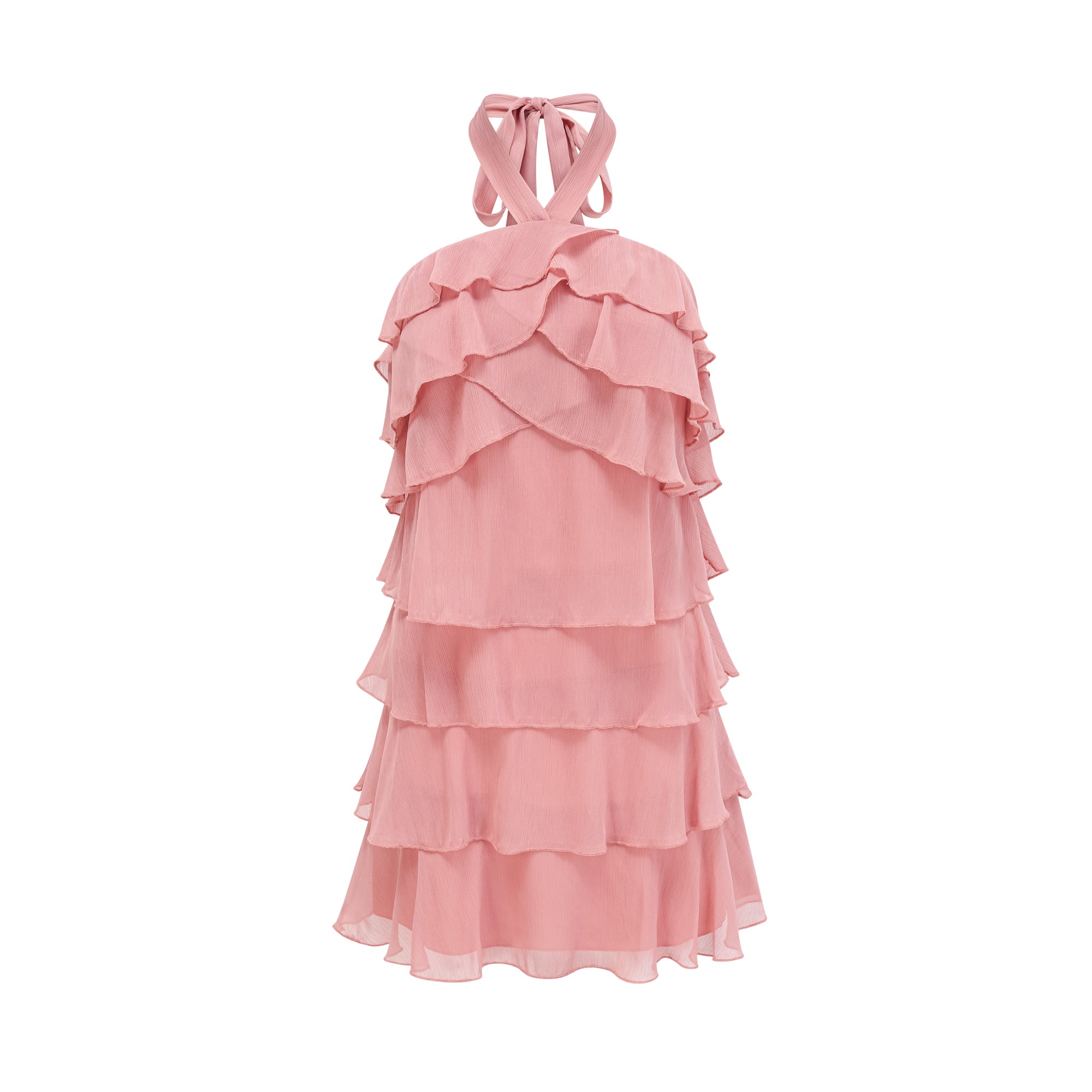 Briar pink tiered halterneck mini dress