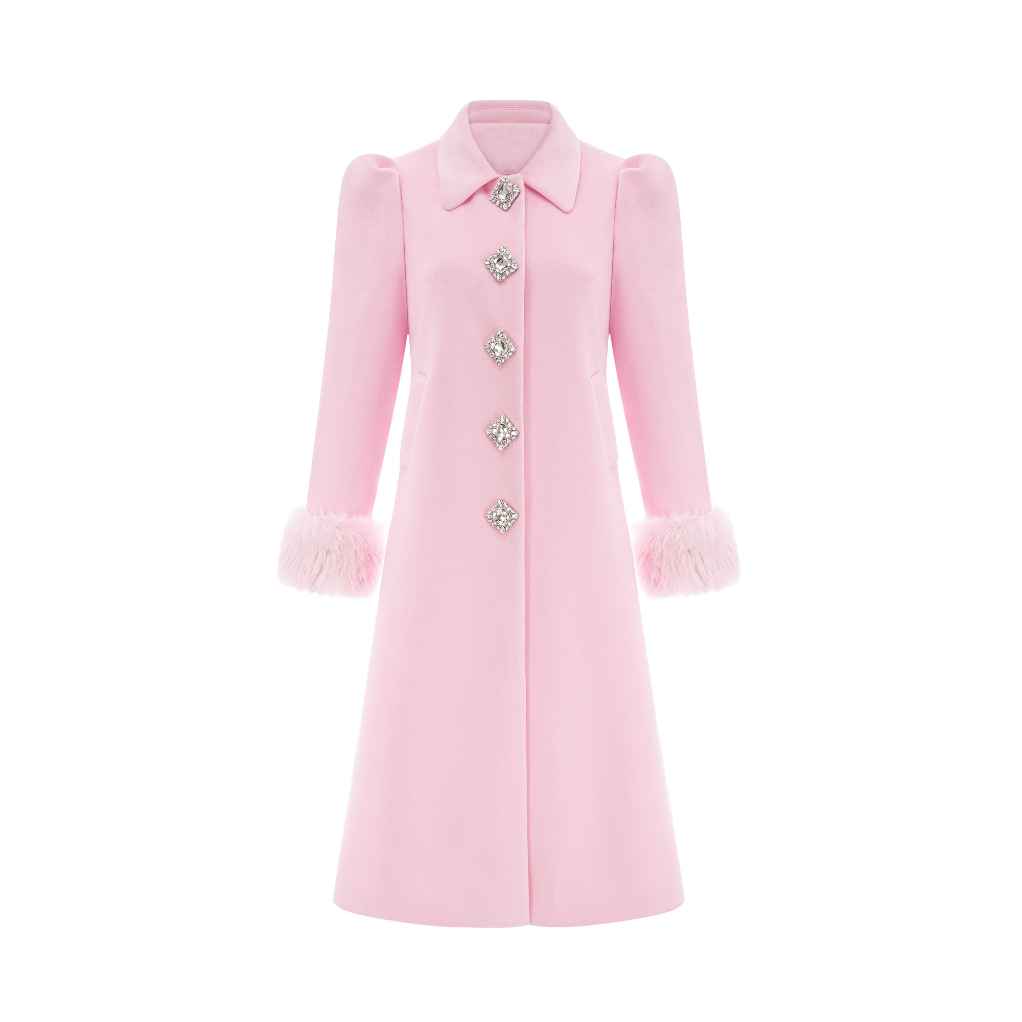 Louisette pink faux-fur overcoat