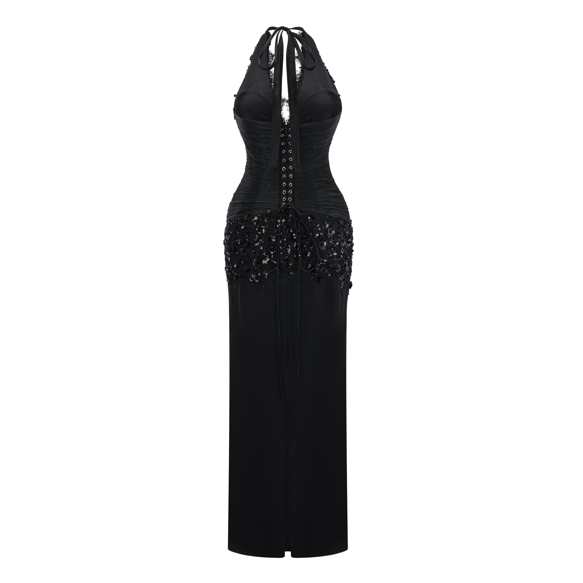 Siphokazi Black Halterneck Embellished Corset Maxi Gown