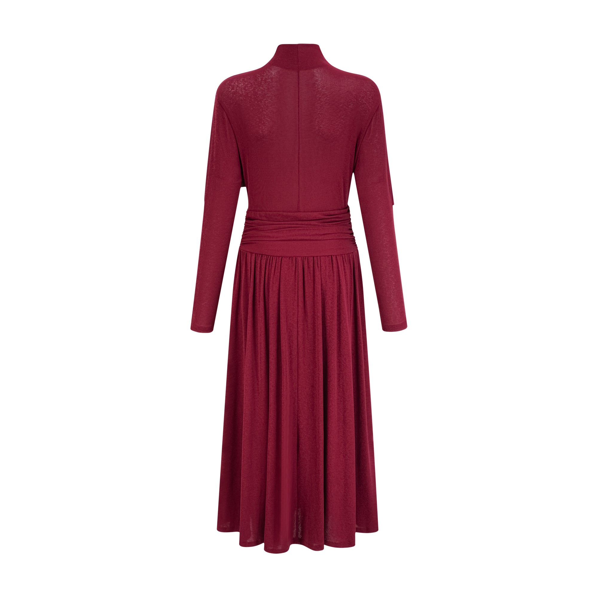 Camille red flap-designed ruched midi dress