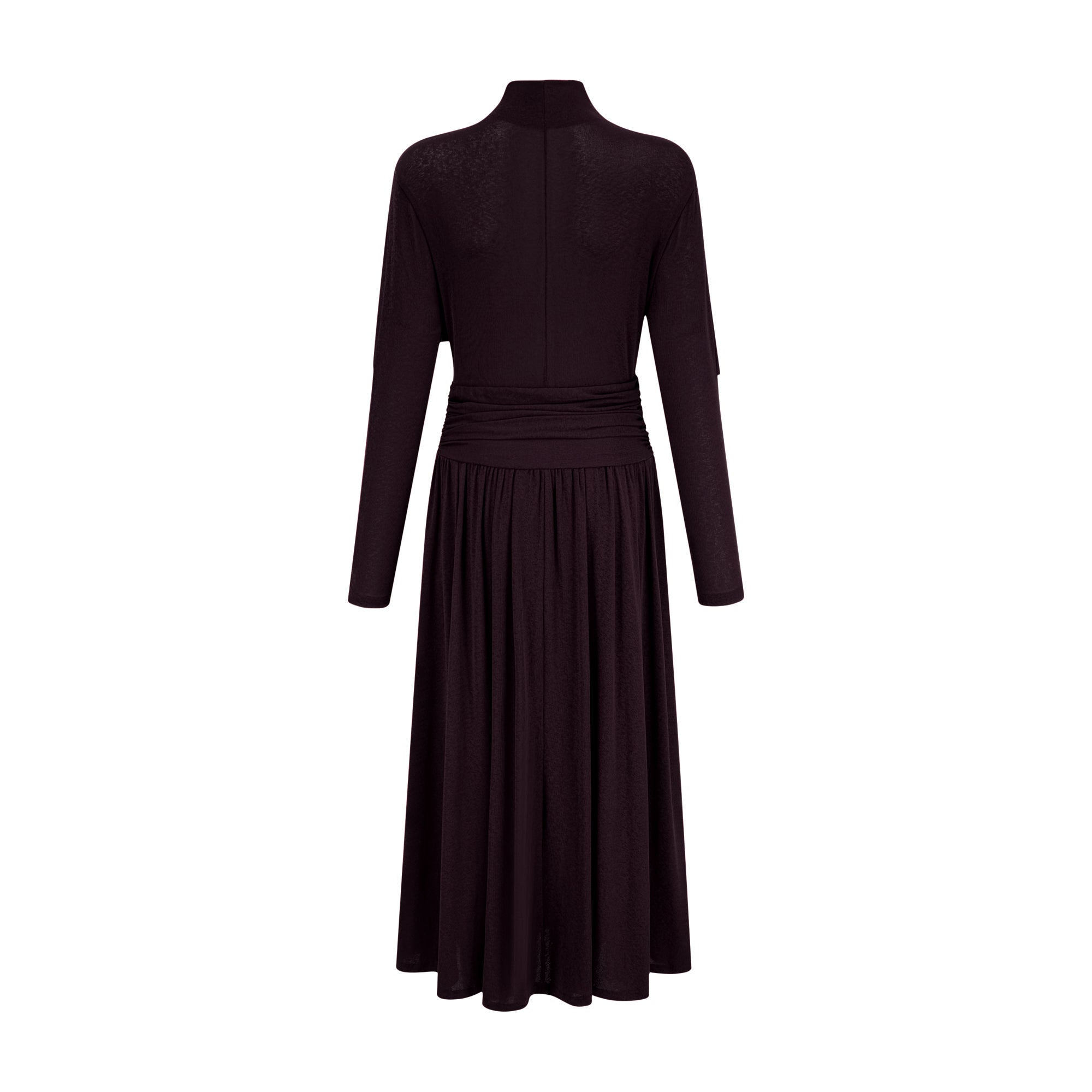 Camille Red Ruched Midi Dress with Flap Design Detail