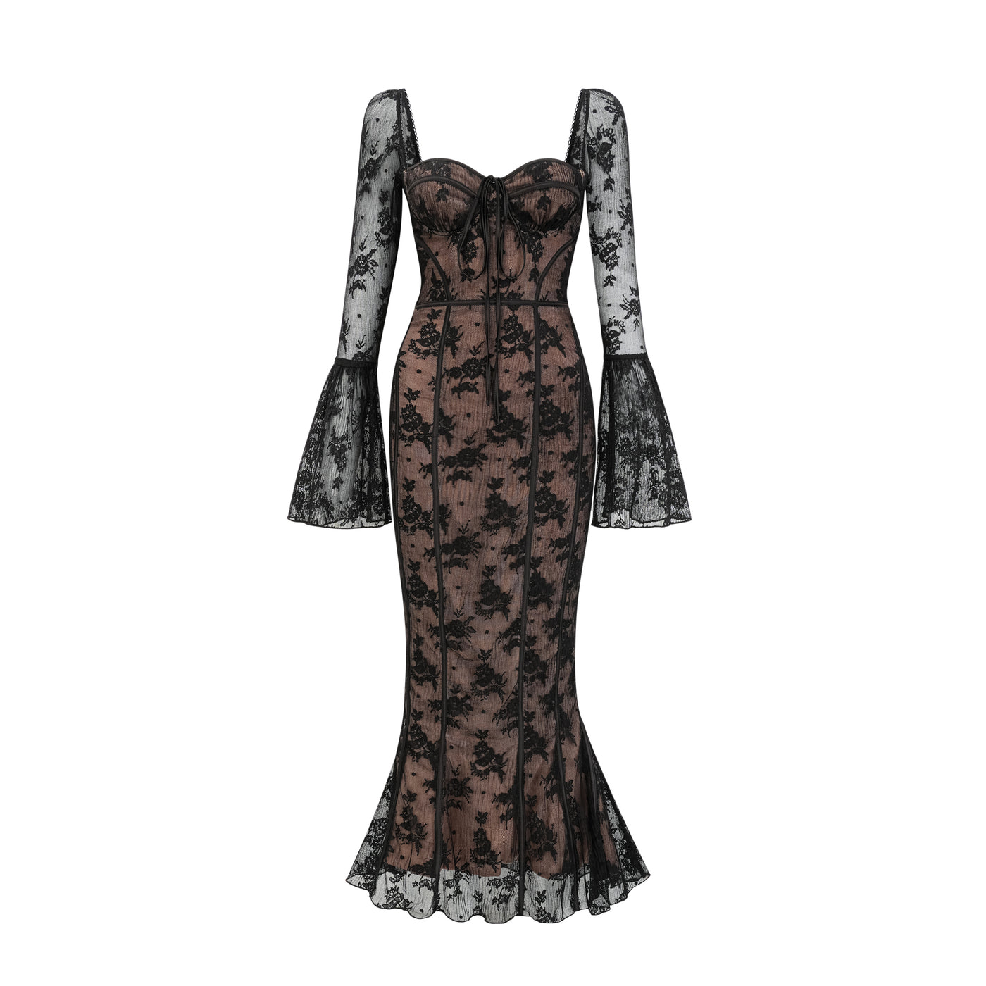 Marlene White Flared Lace Maxi Dress