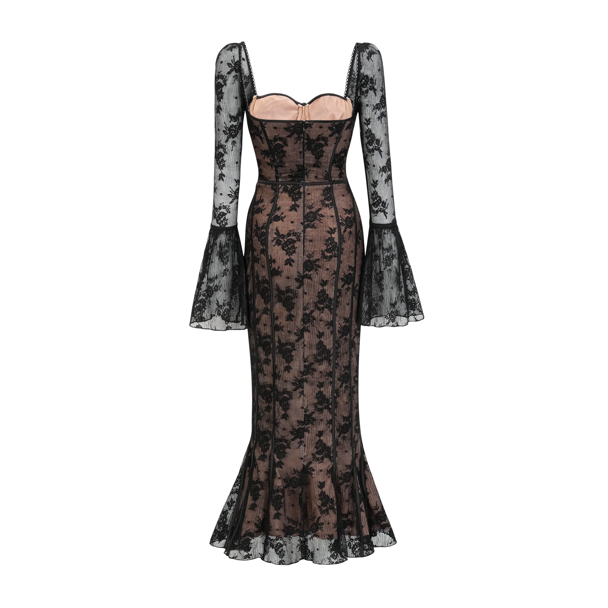 Marlene flared lace maxi dress in Black