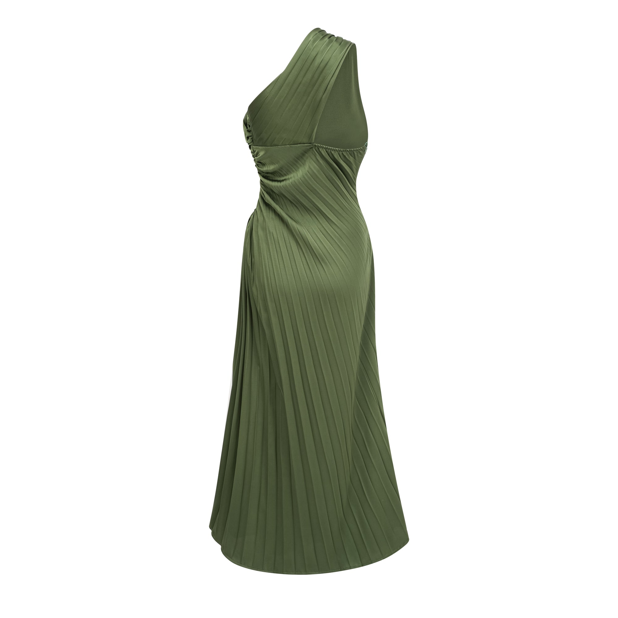 Robe longue plissée asymétrique vert émeraude Firoozeh