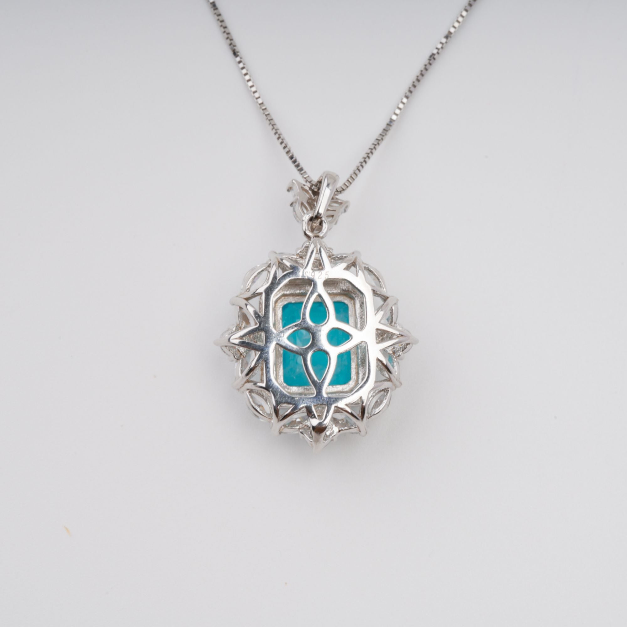 Anneli Aquamarin Blumen Edelstein Anhänger Sterling Silber Halskette