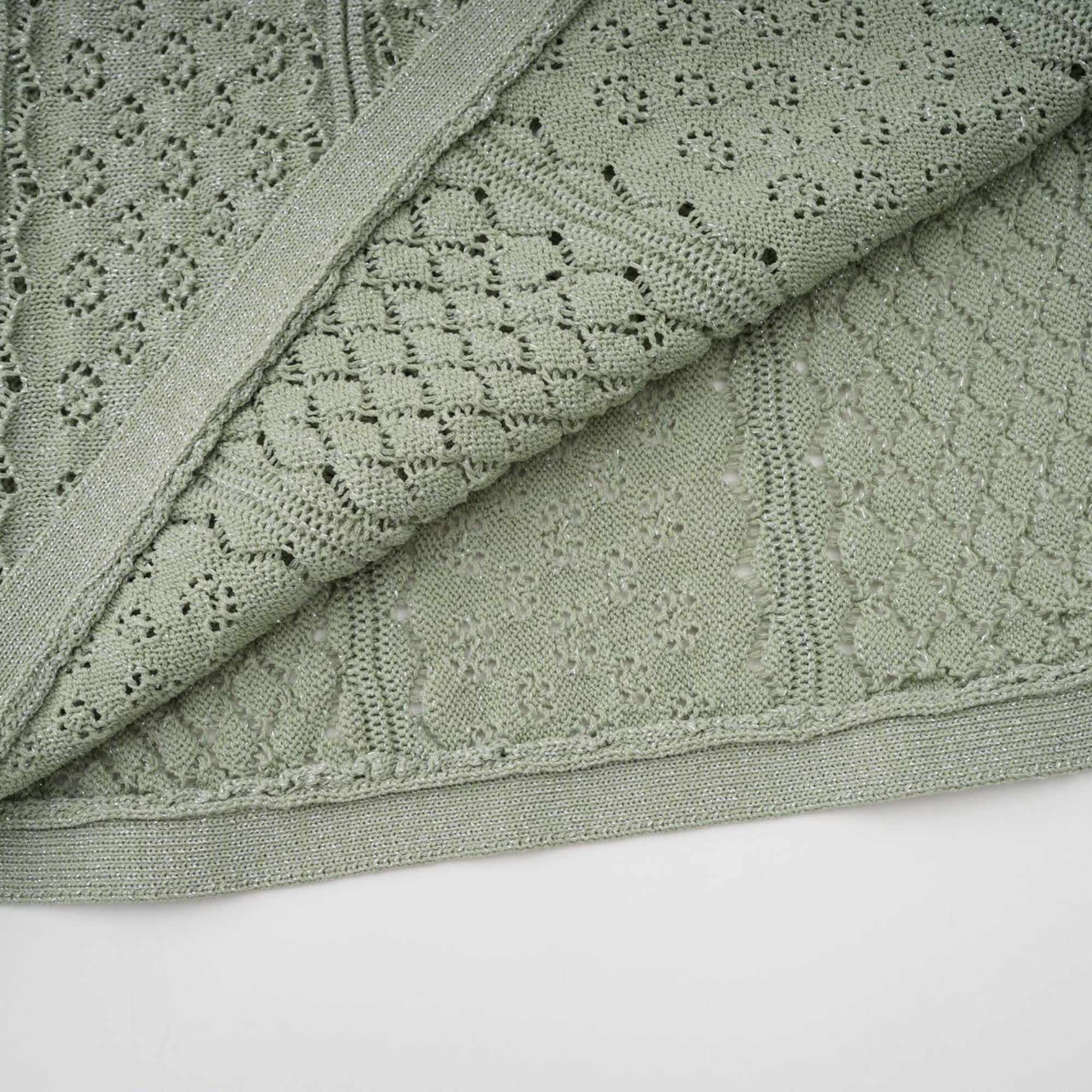 Siena green shirred crochet-knit maxi dress