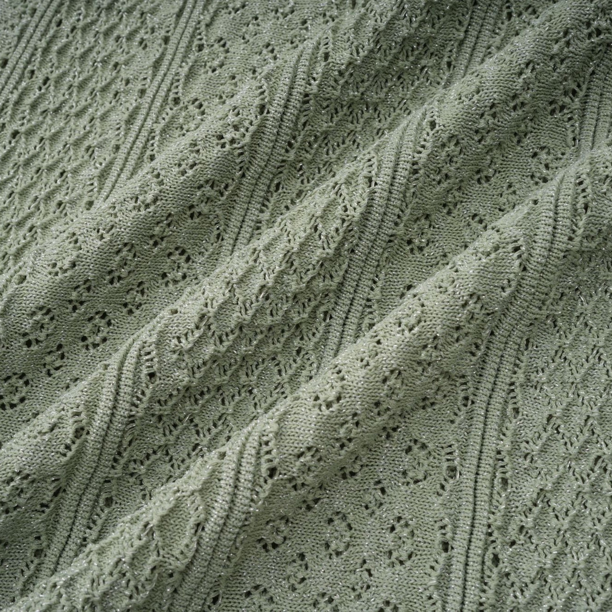 Siena green shirred crochet-knit maxi dress