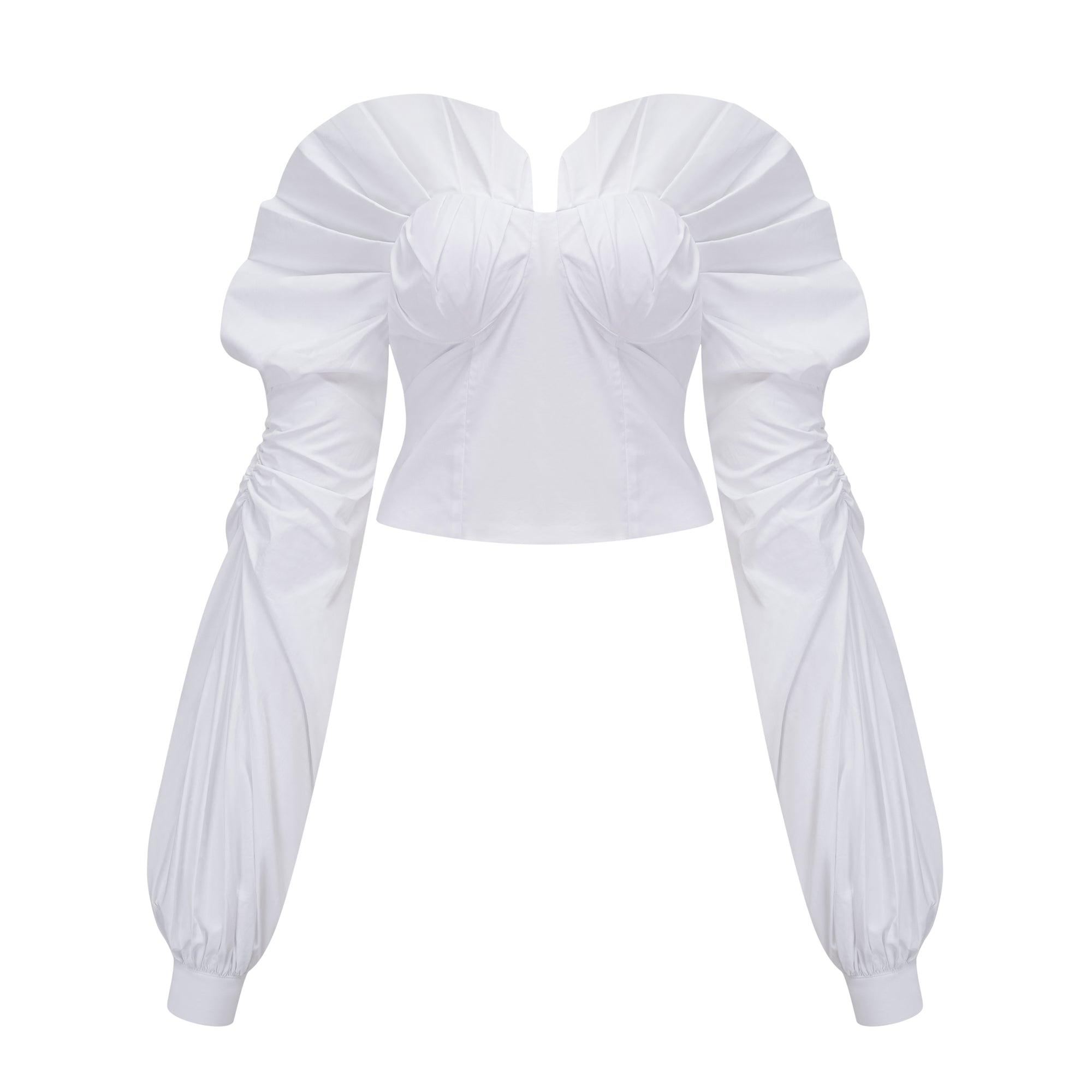 طقم بلوزة وتنورة أليسيا وايت المزينة بالكشكشة