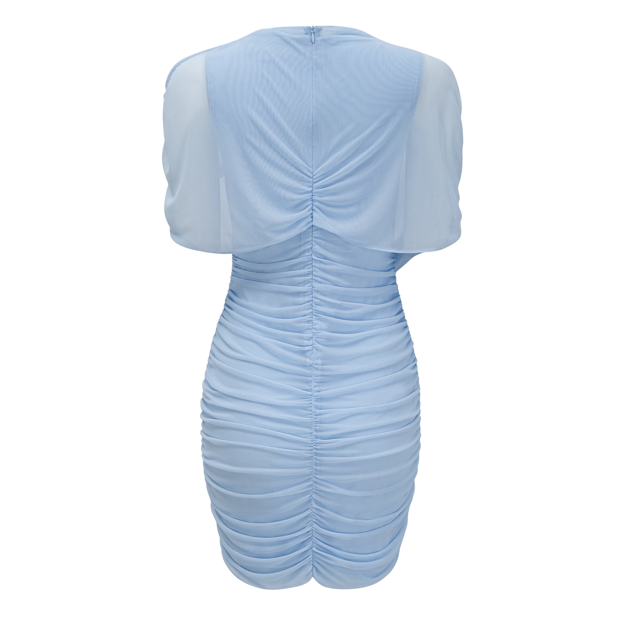 Sylphe Babyblaues asymmetrisches, plissiertes, ärmelloses Minikleid