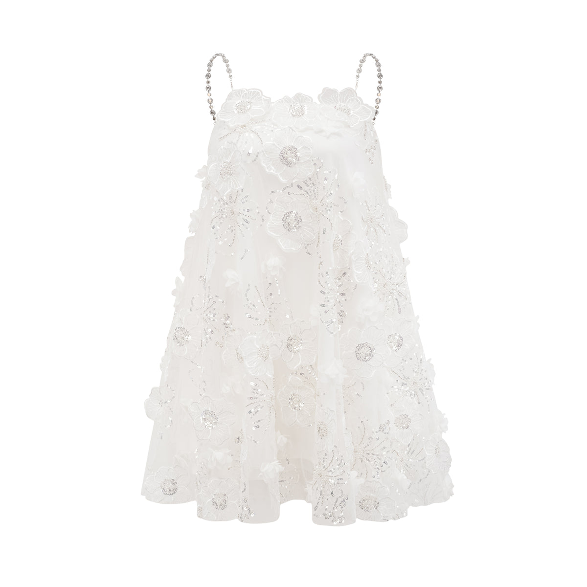 maud Square Crystal-embellished Mesh Mini Dress in apricot main image 0