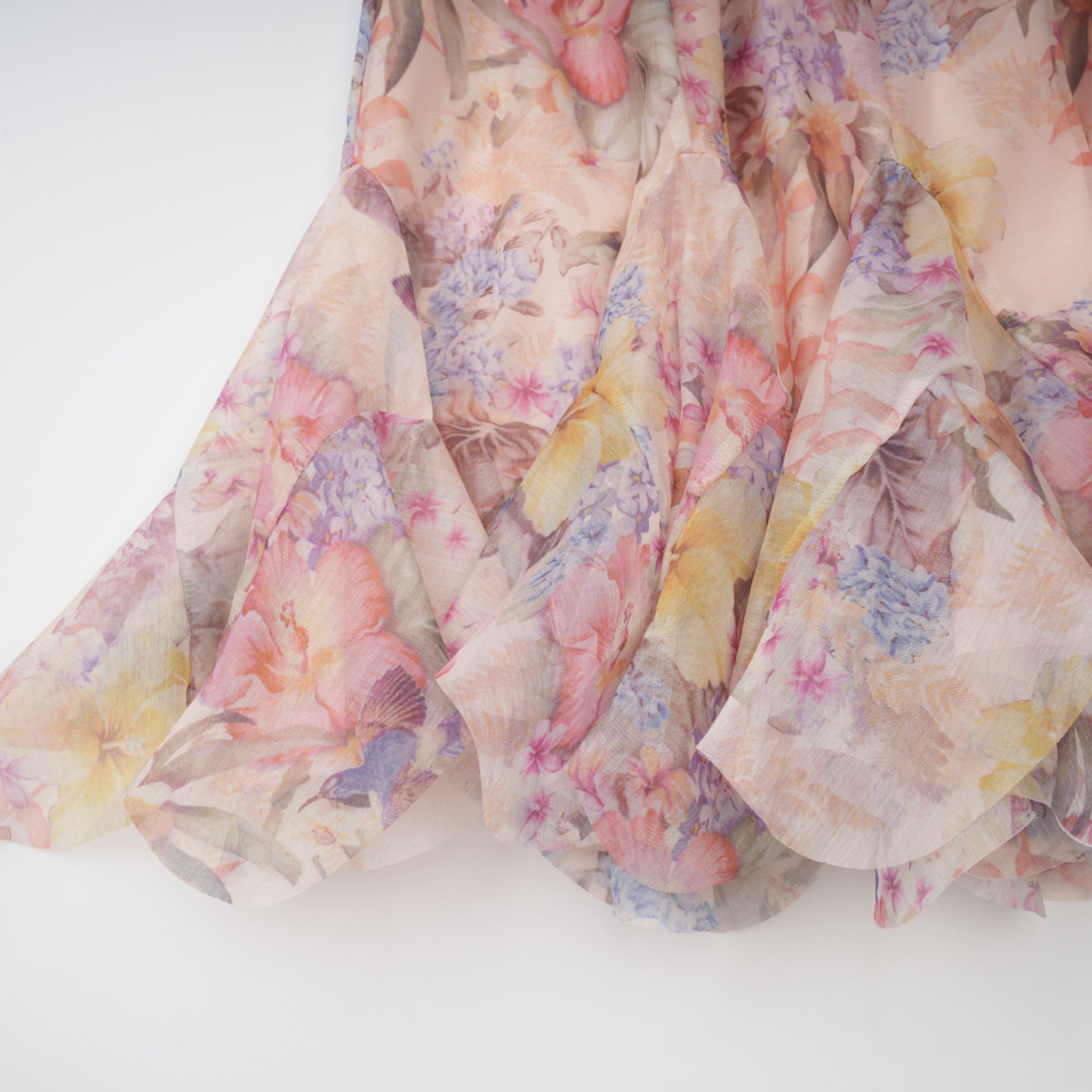 Aya Pink Godet Floral Mini Dress