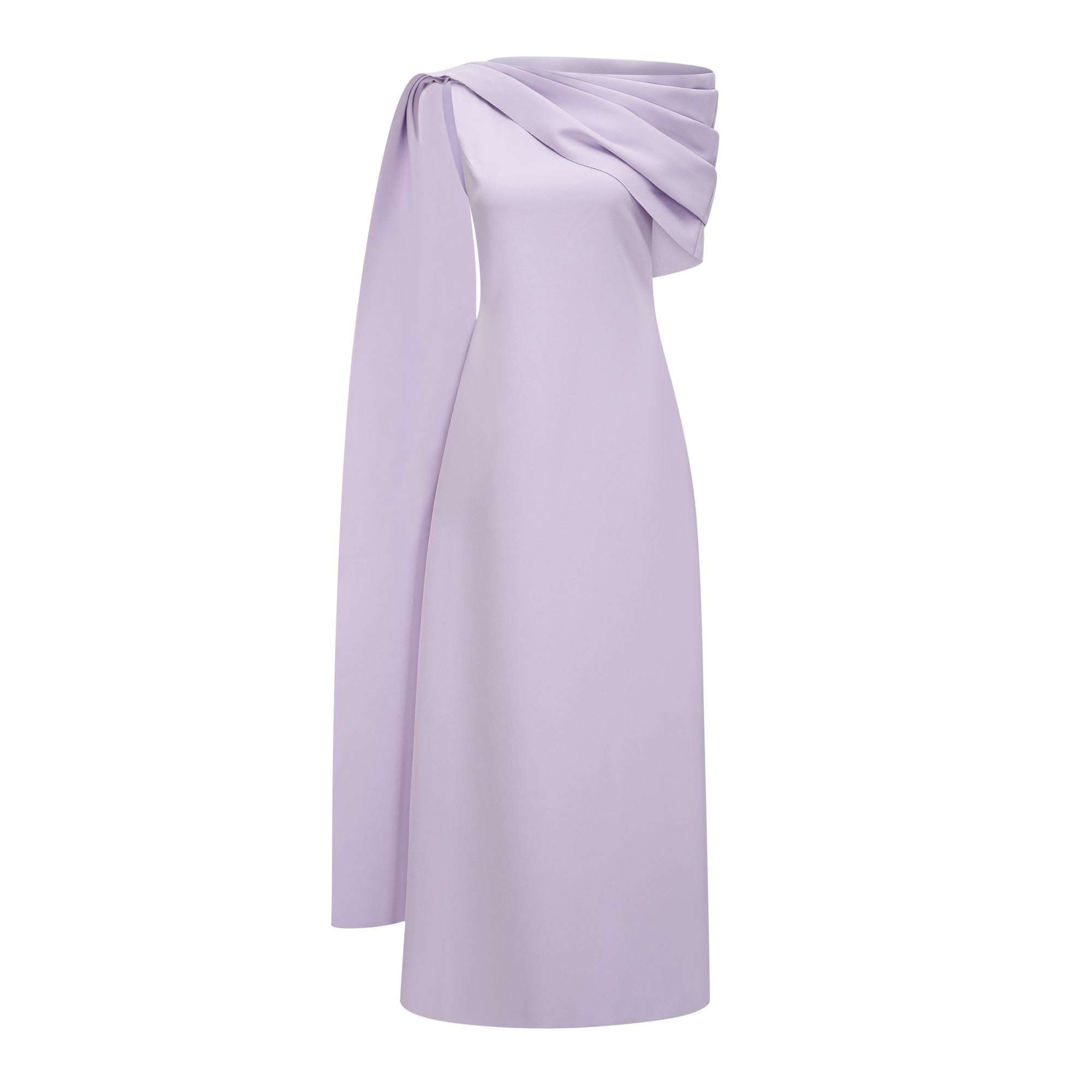 Annabelle Purple Cape-Design Ribbon Maxi Dress (Without Gloves)