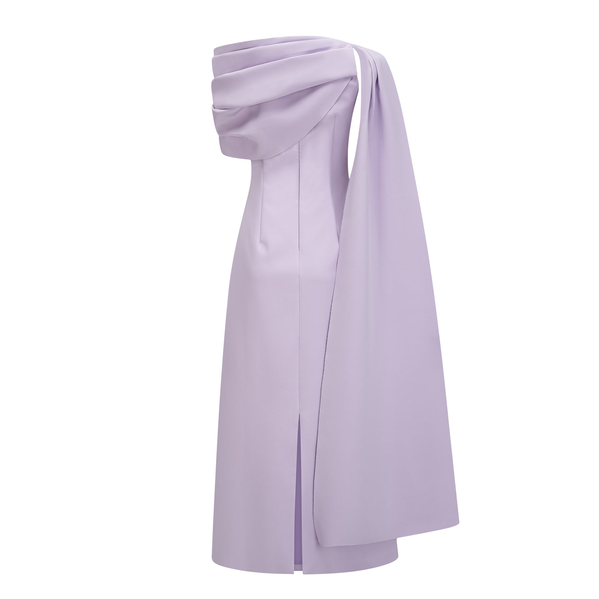 Annabelle Purple Cape-Design Ribbon Maxi Dress (Without Gloves)