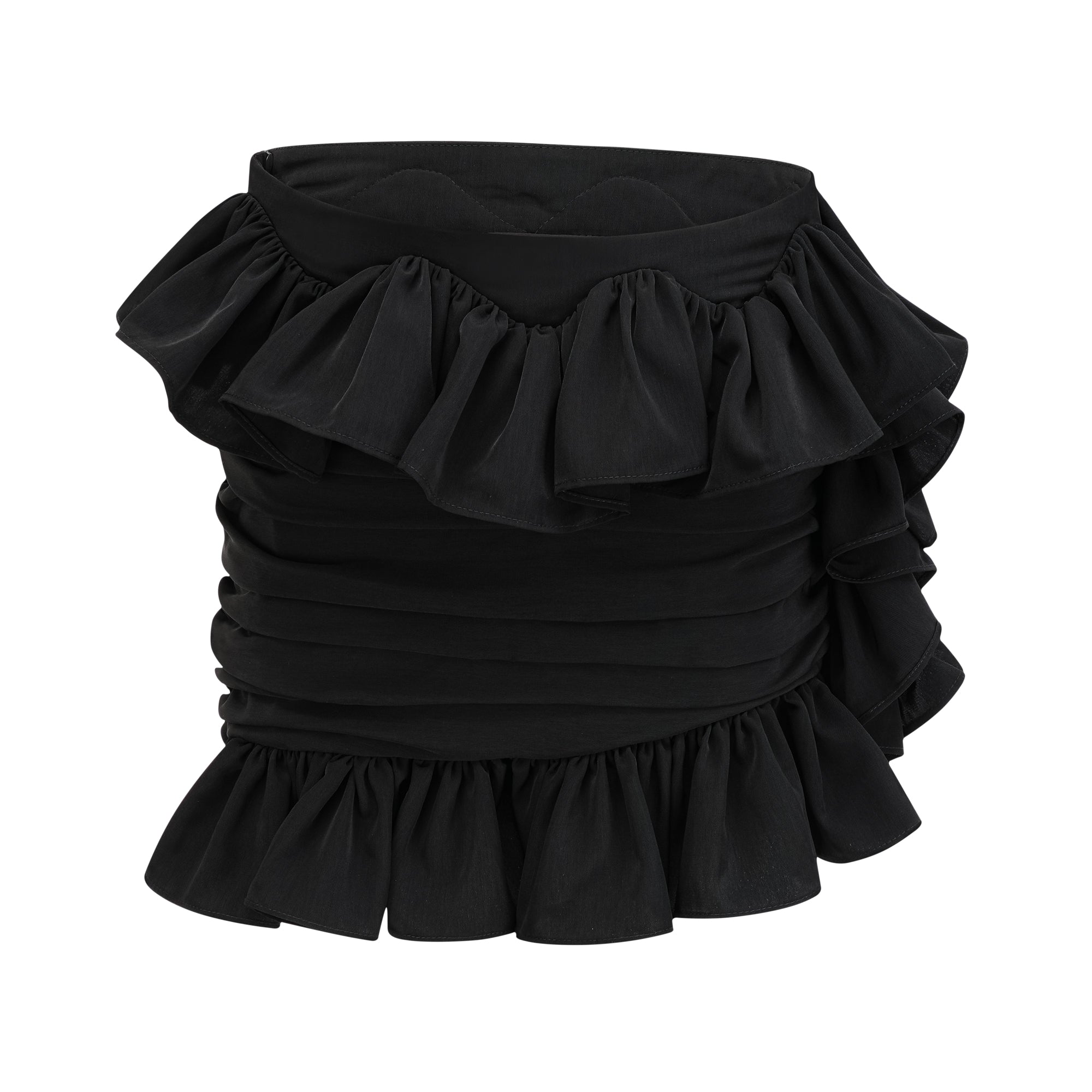 Pauline black asymmetric ruffled skirt