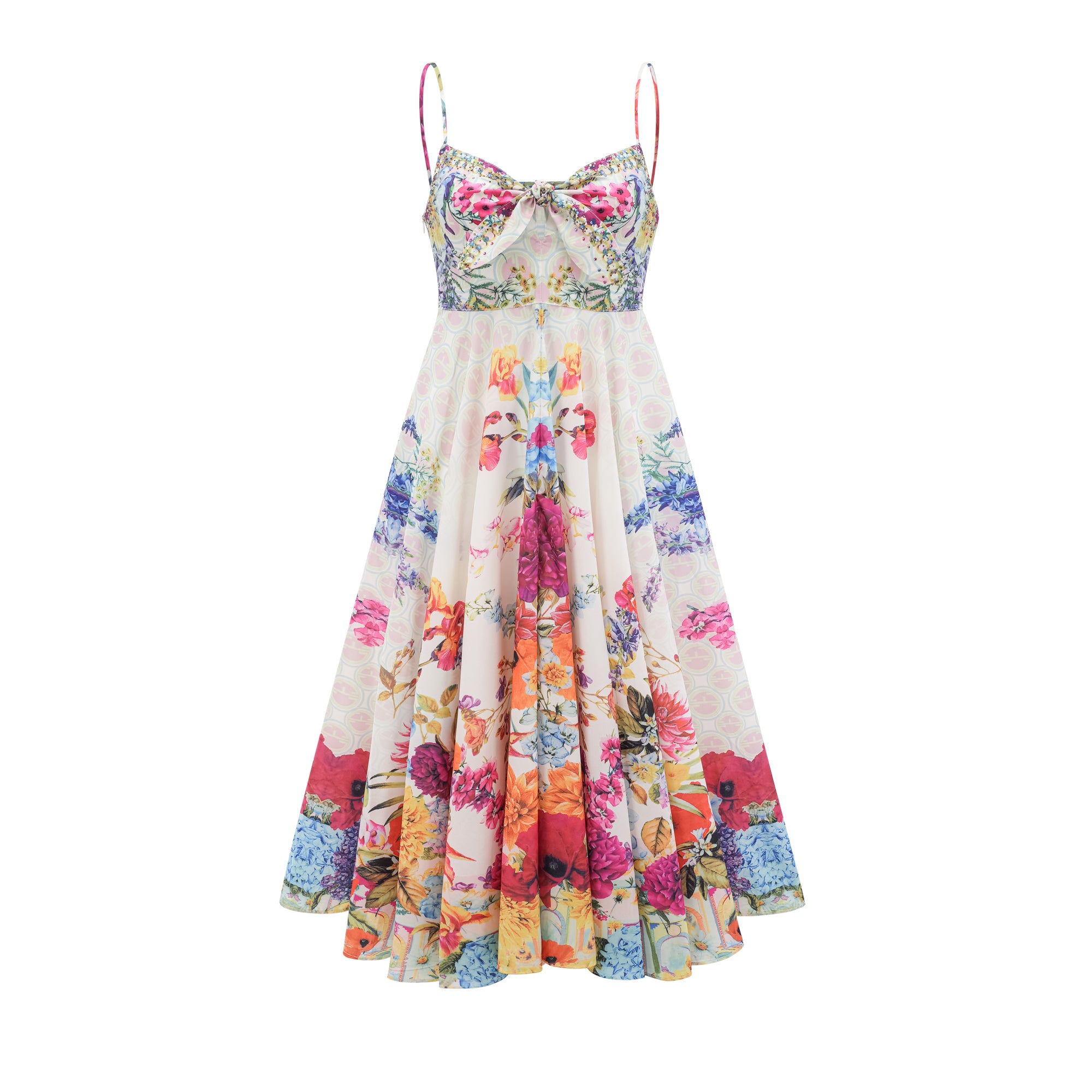 Sylvie tie-up floral-print midi dress