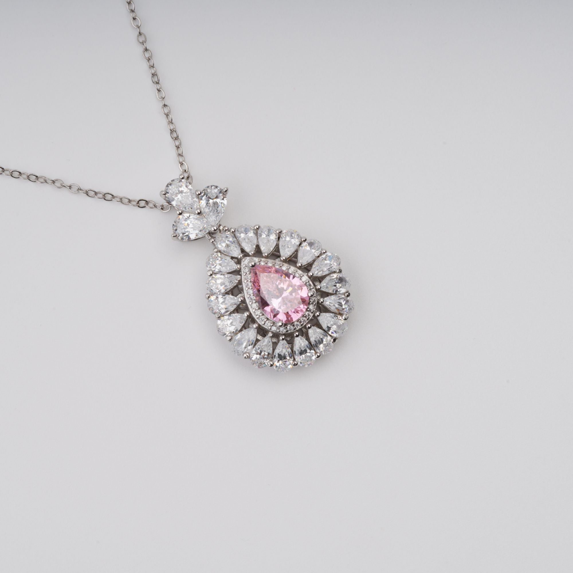 Rikka Pink Oval Cut Gemstone Pendant Sterling Silver Necklace