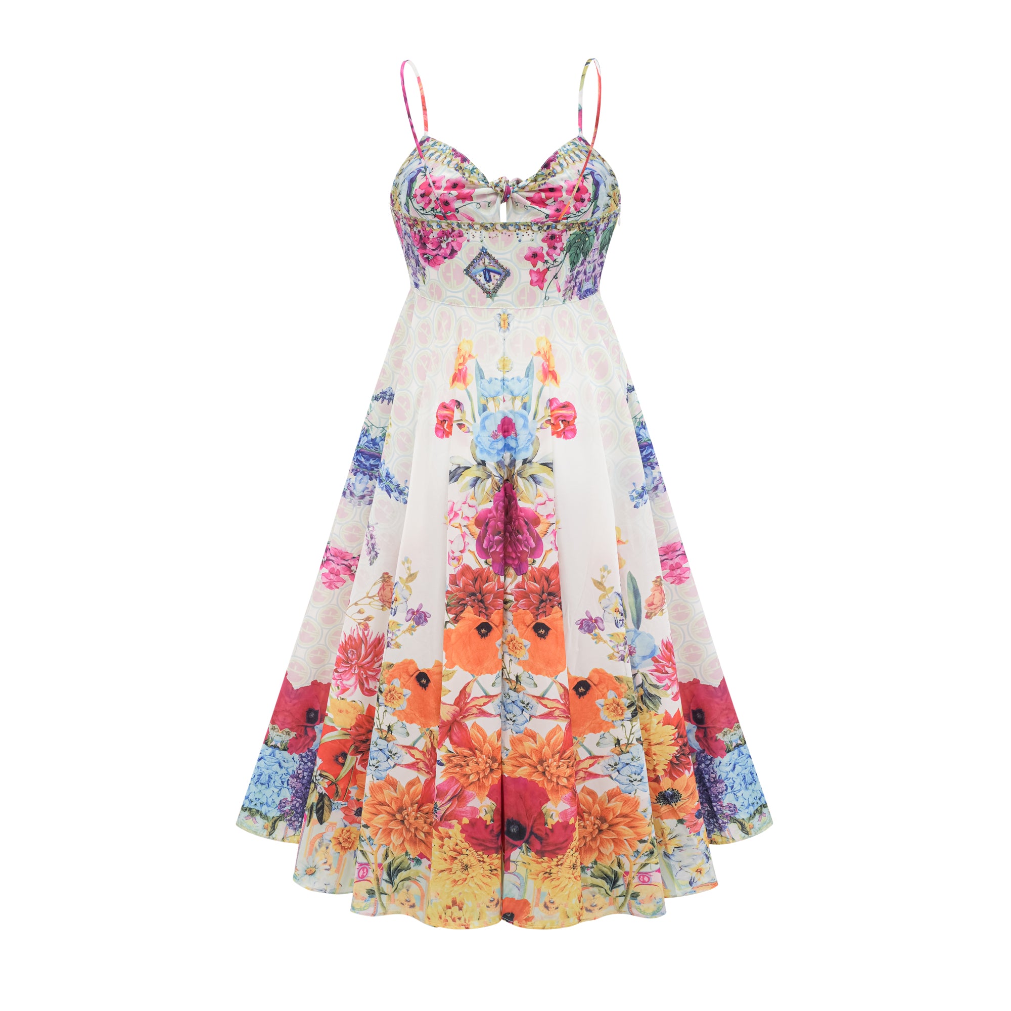 Sylvie tie-up floral-print midi dress