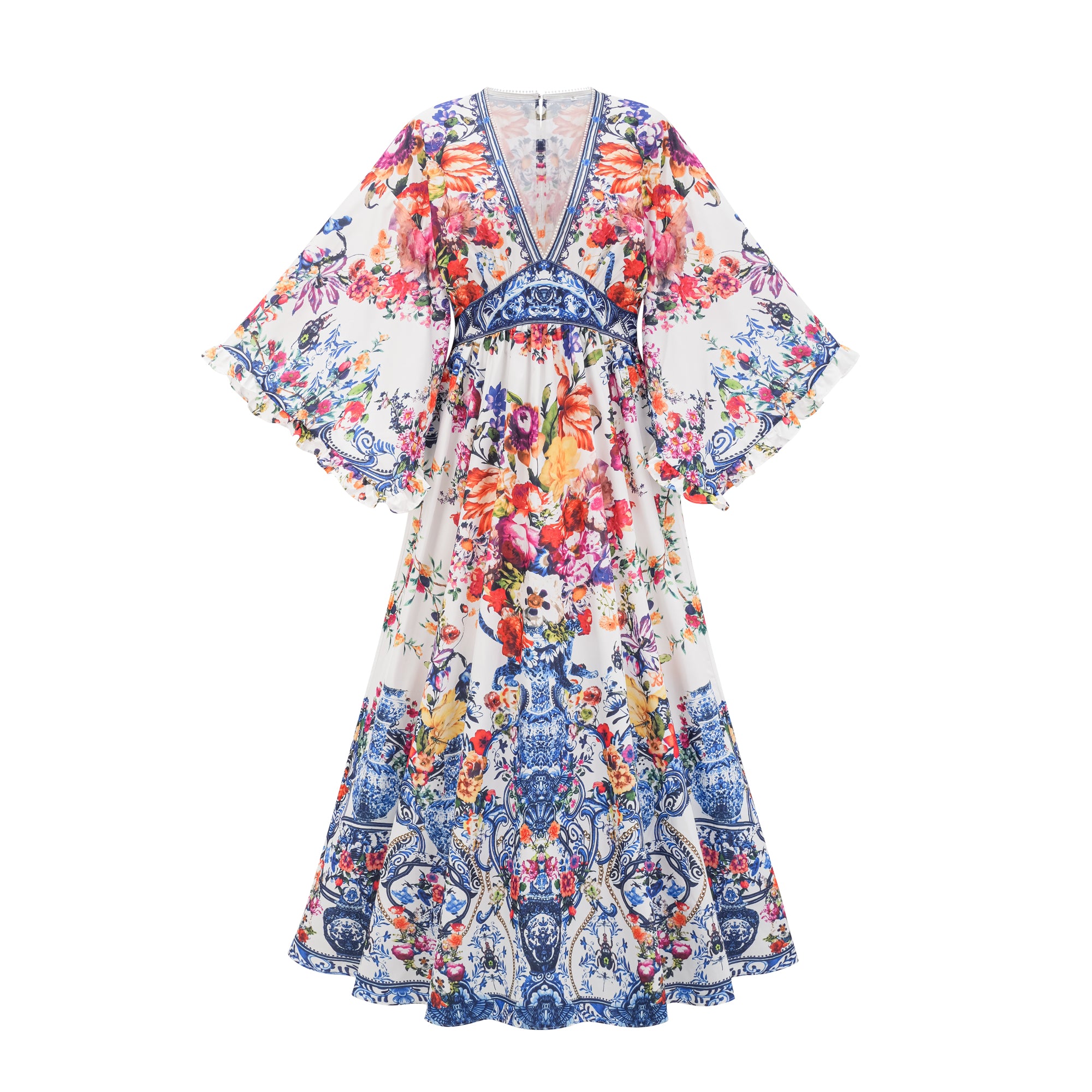 Merle banded-waist floral boho dress