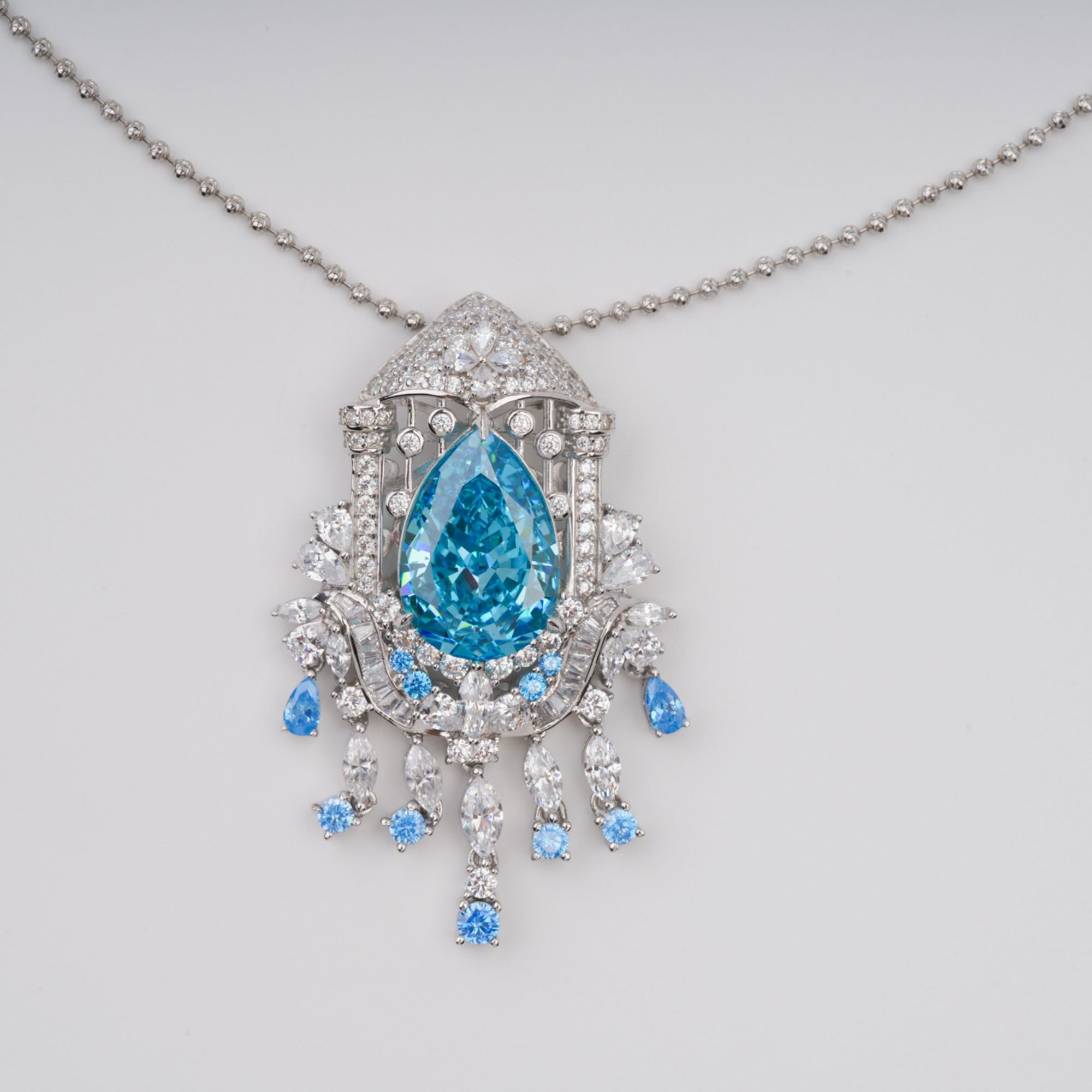 Aava Blue Teardrop Gemstone Pendant Sterling Silver Necklace