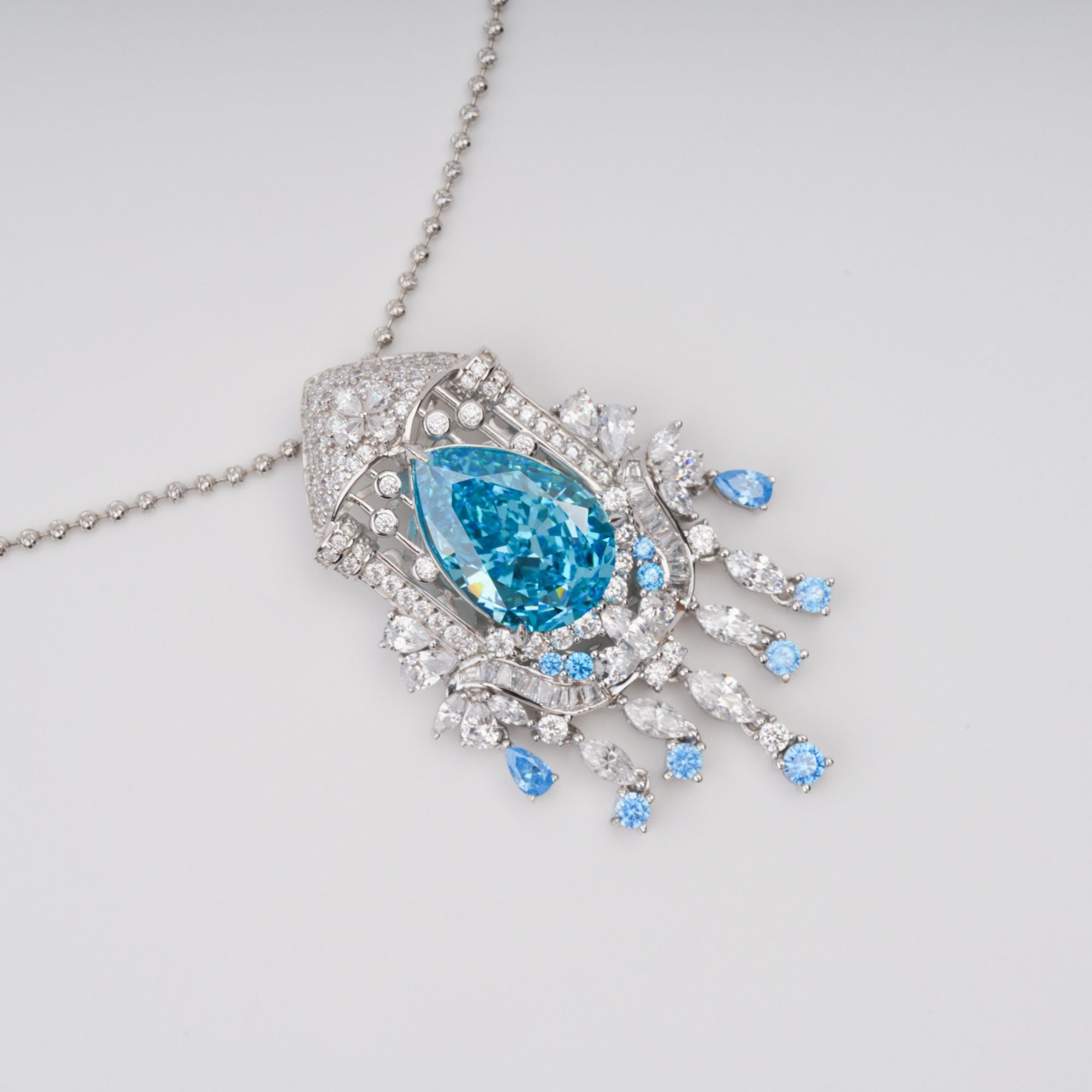 Aava Blue Teardrop Gemstone Pendant Sterling Silver Necklace