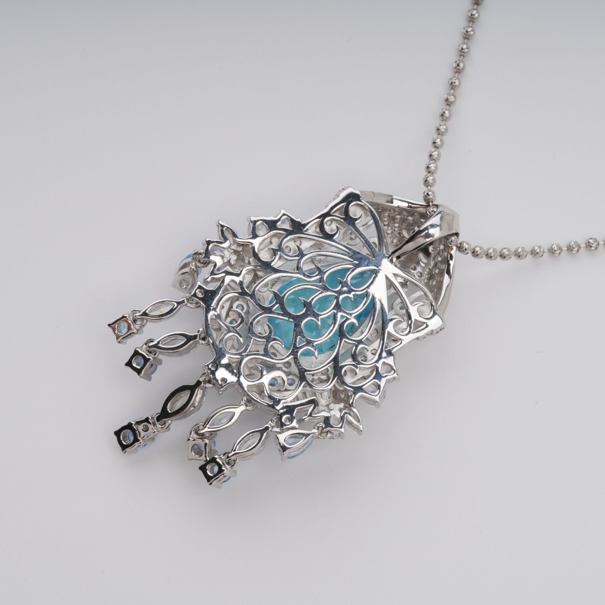 Aava Blue Teardrop Gemstone Pendant Sterling Silver Necklace