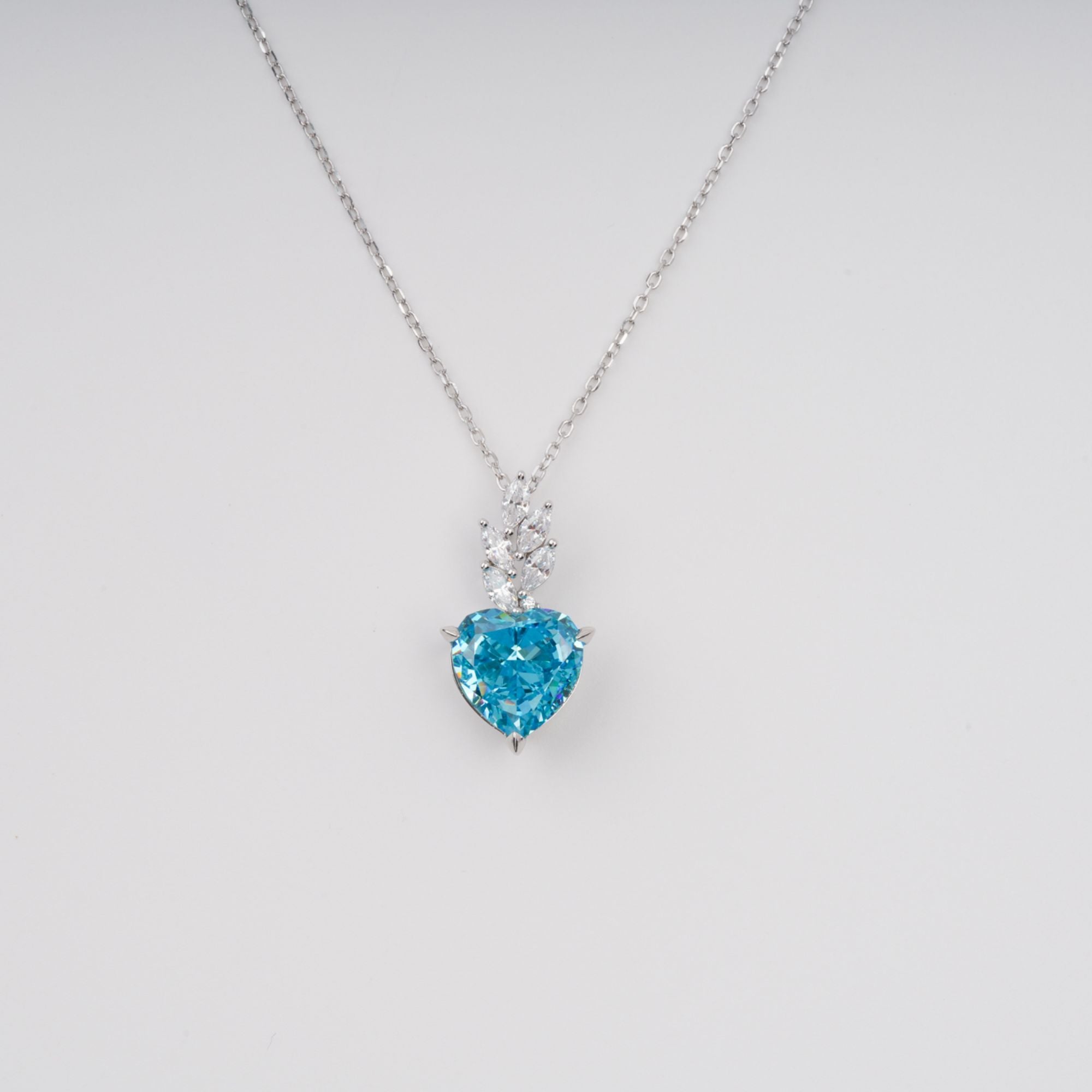 Cecilia Blue Heart Gemstone Pendant Sterling Silver Necklace