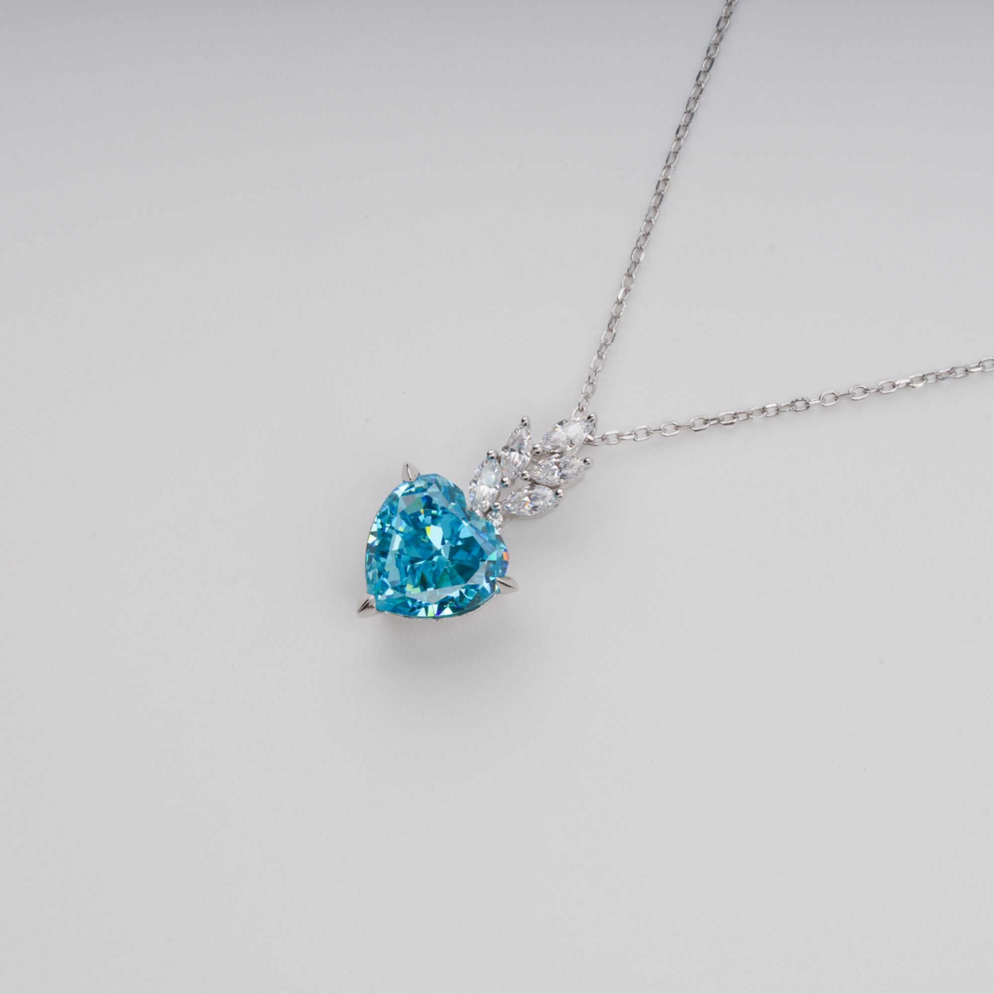Cecilia Blue Heart Gemstone Pendant Sterling Silver Necklace