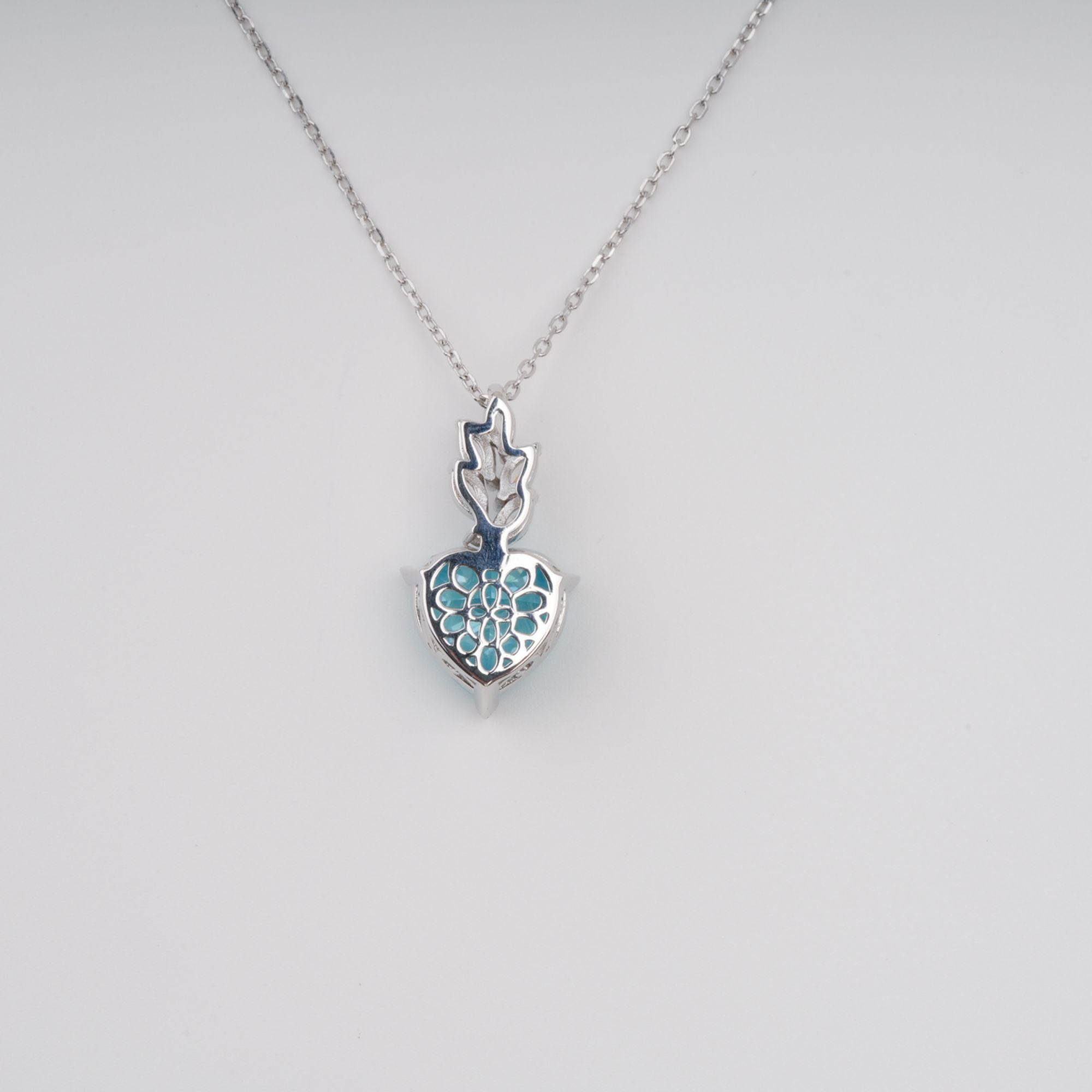 Cecilia Blue Heart Gemstone Pendant Sterling Silver Necklace