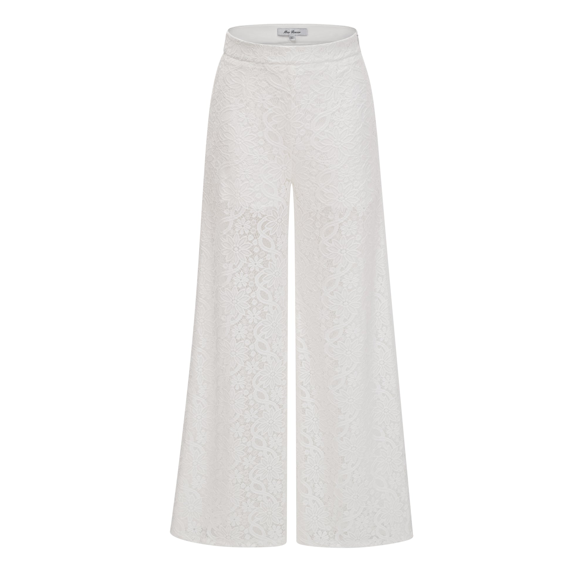 Loana White Floral Lace Top & Trousers Set