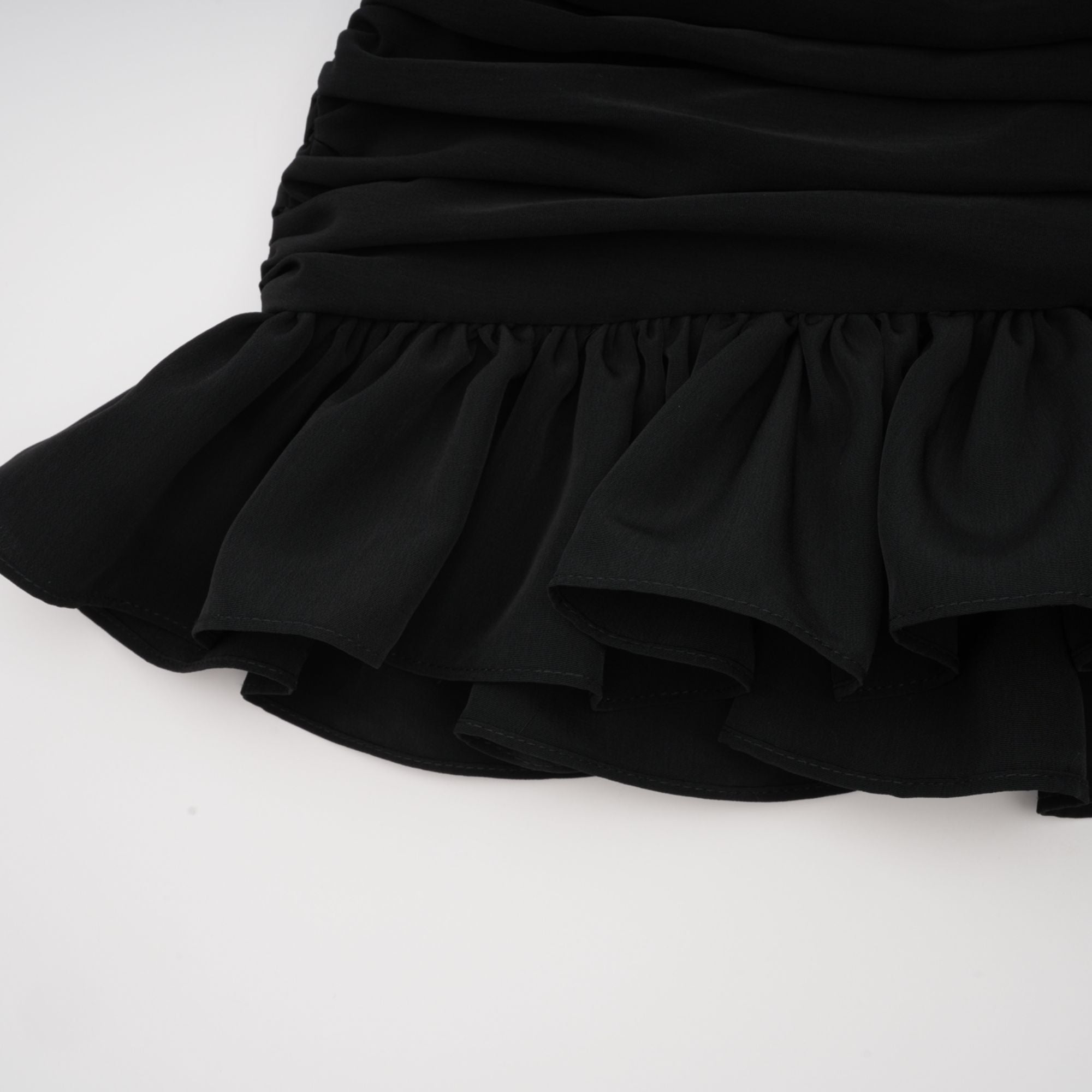 Pauline black asymmetric ruffled skirt