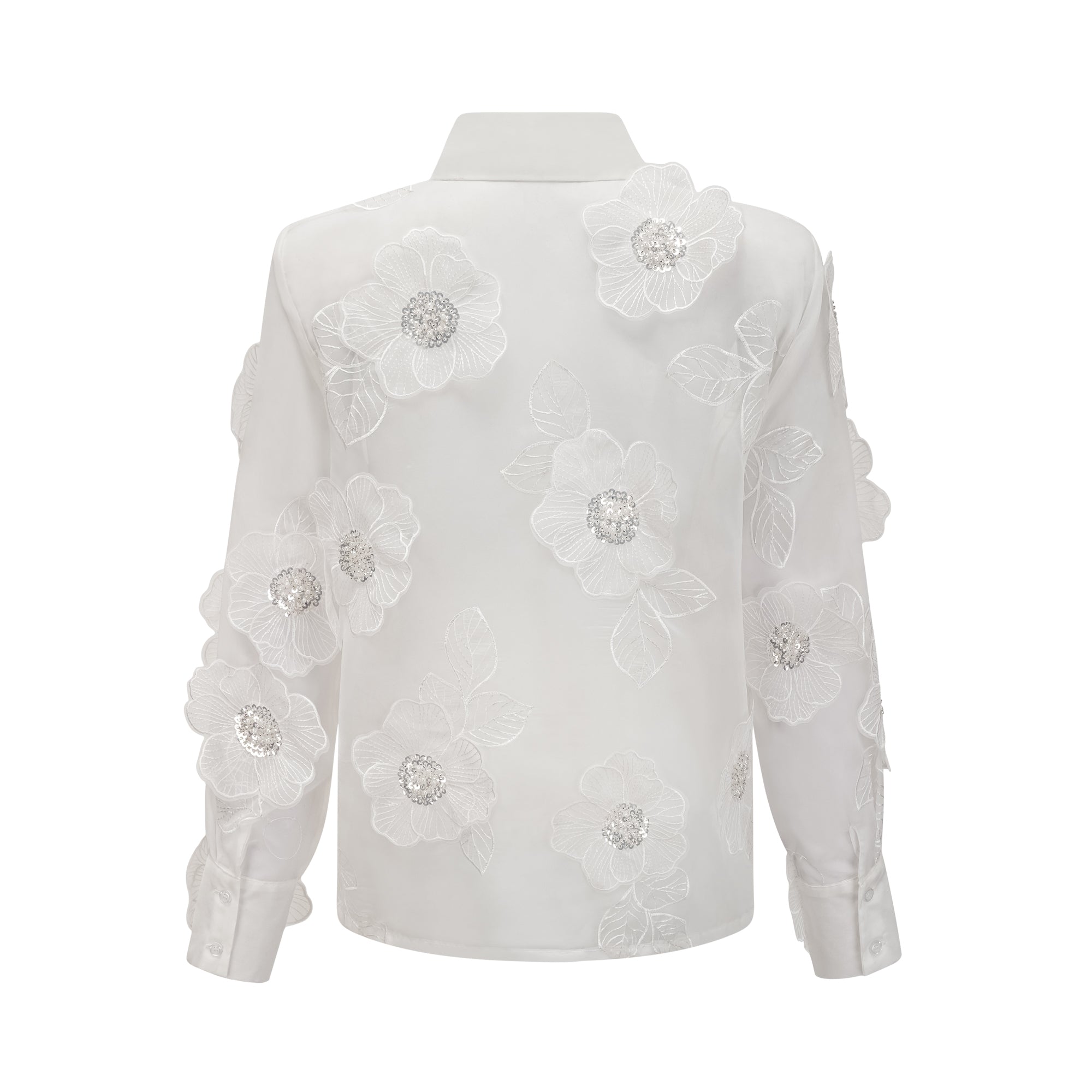 Béatrix white embellished semi-sheer shirt