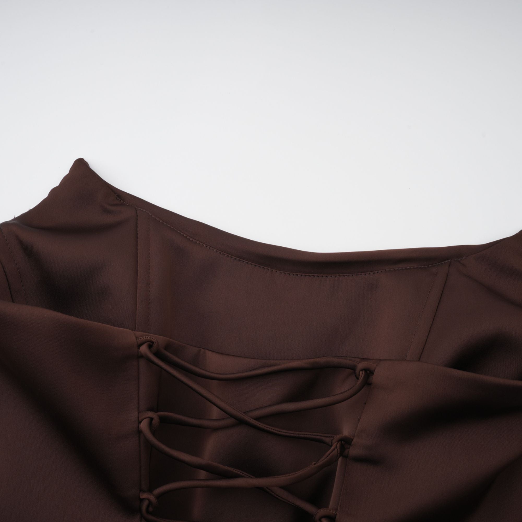 Marilou Brown Ruched Satin Maxi Dress