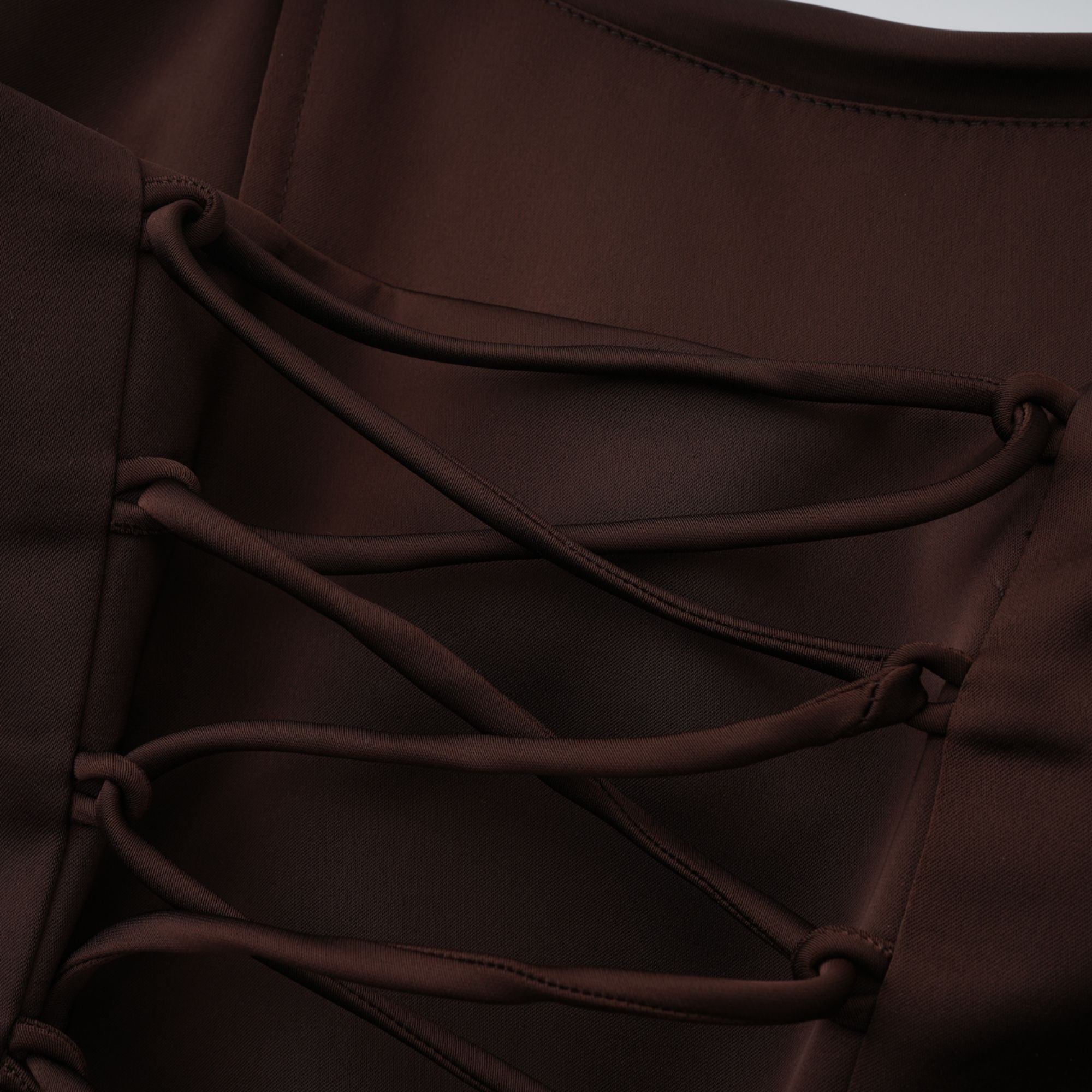 Marilou Brown Ruched Satin Maxi Dress