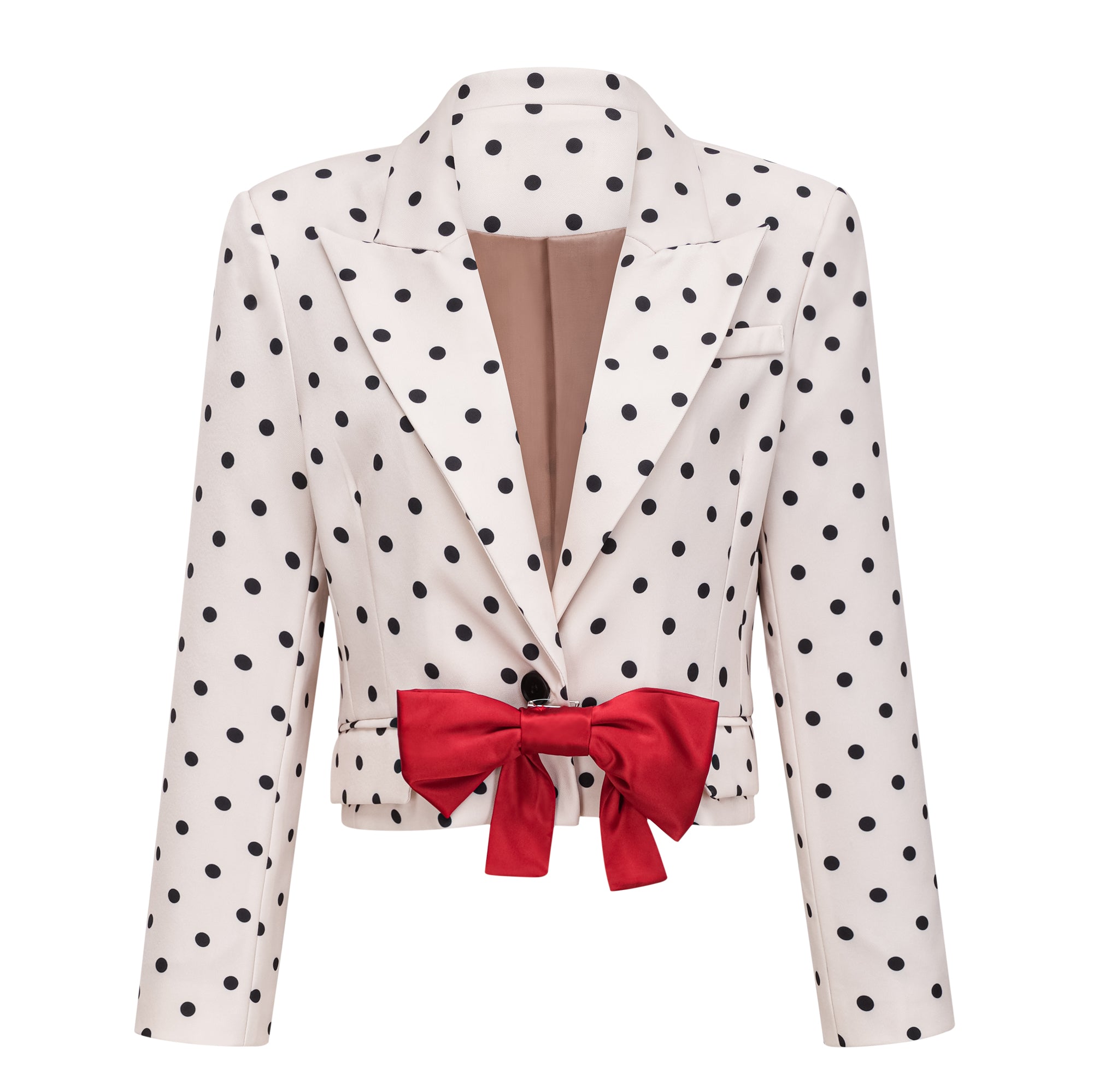 Valentine White Bowknot Polka Dot Short Jacket