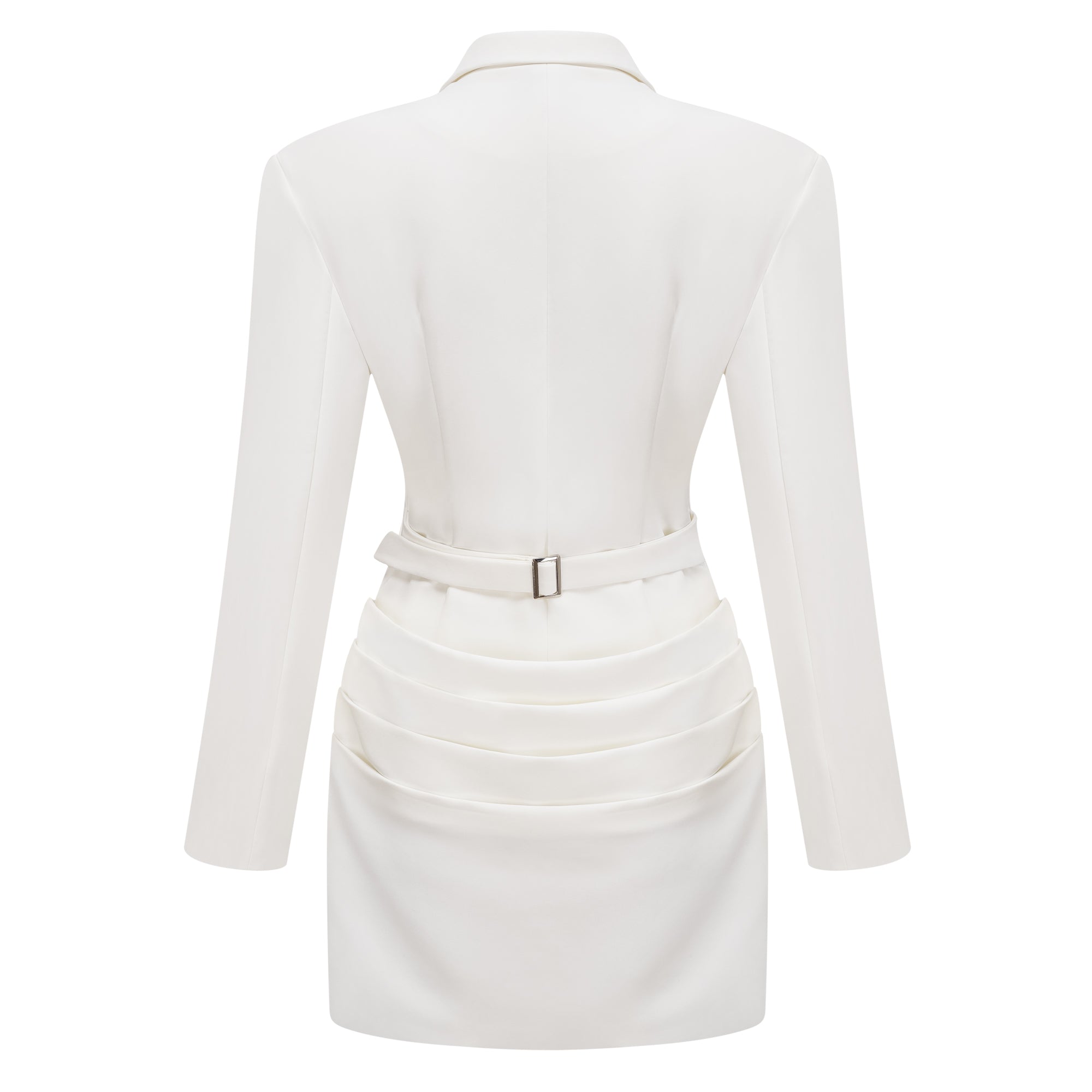 Rosette White Ruched Blazer Mini Dress