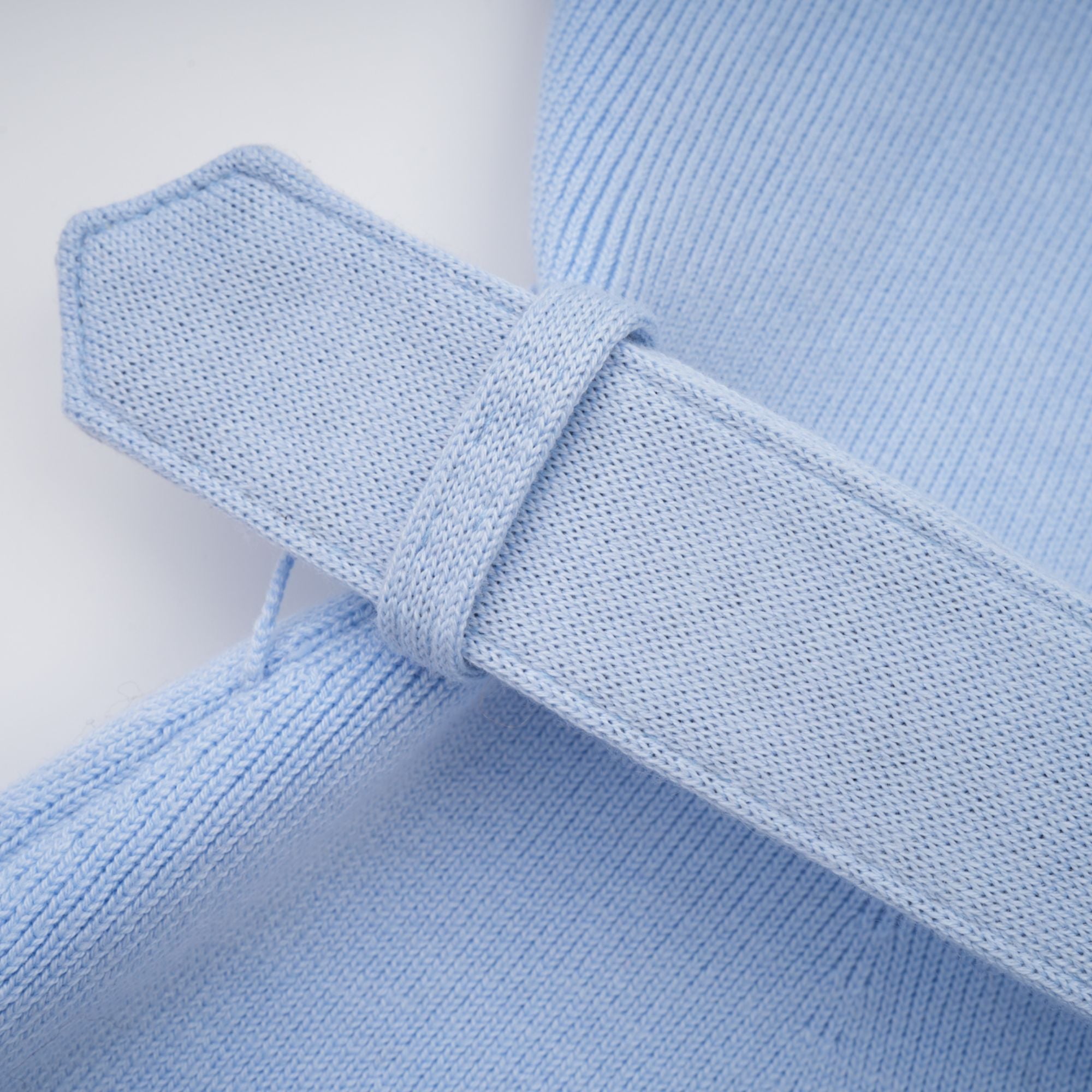 Irina Blue Embellished Ruffled Ribbed Knit Cardigan