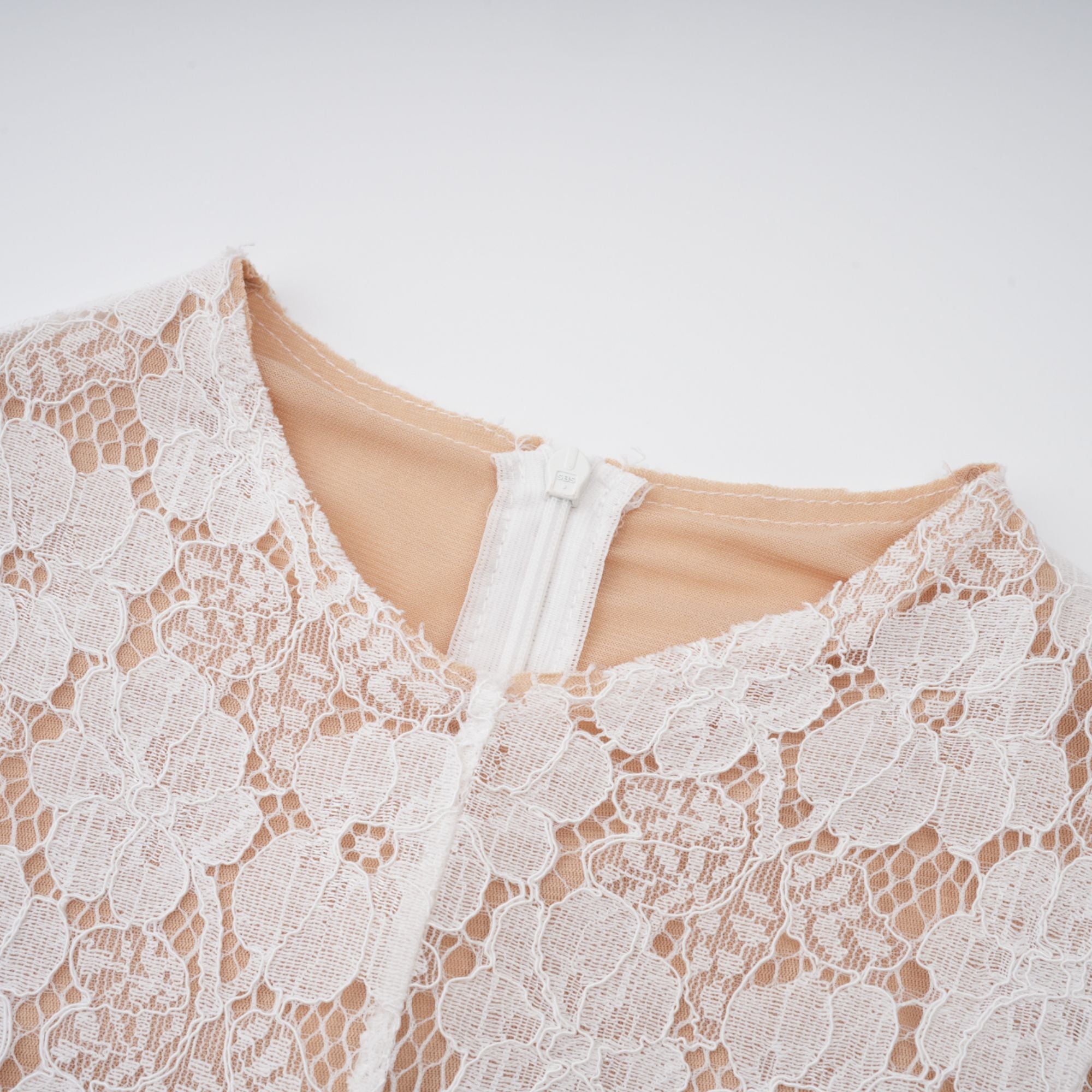 Bronte White Pleated Floral Lace Midi Dress