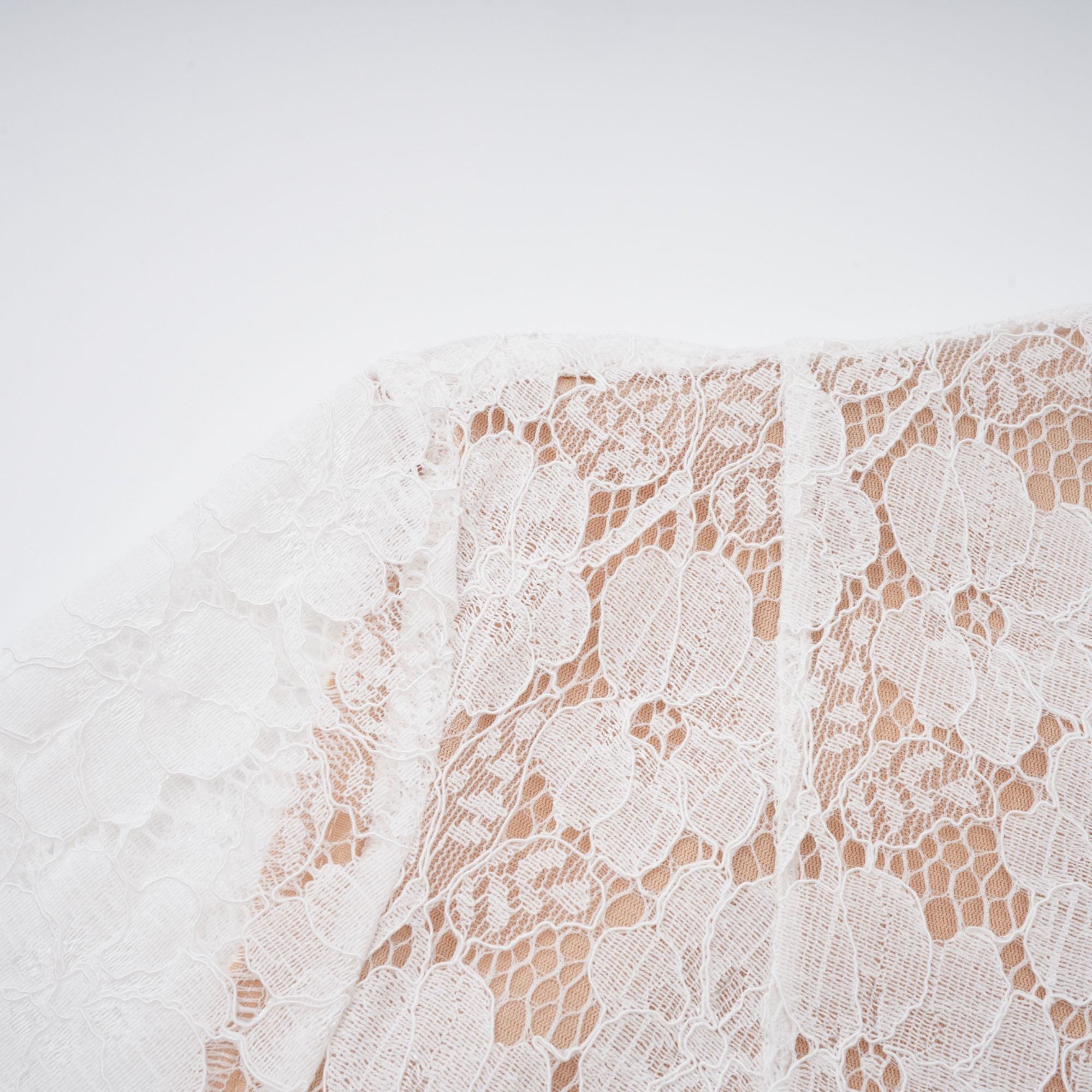 Bronte White Pleated Floral Lace Midi Dress