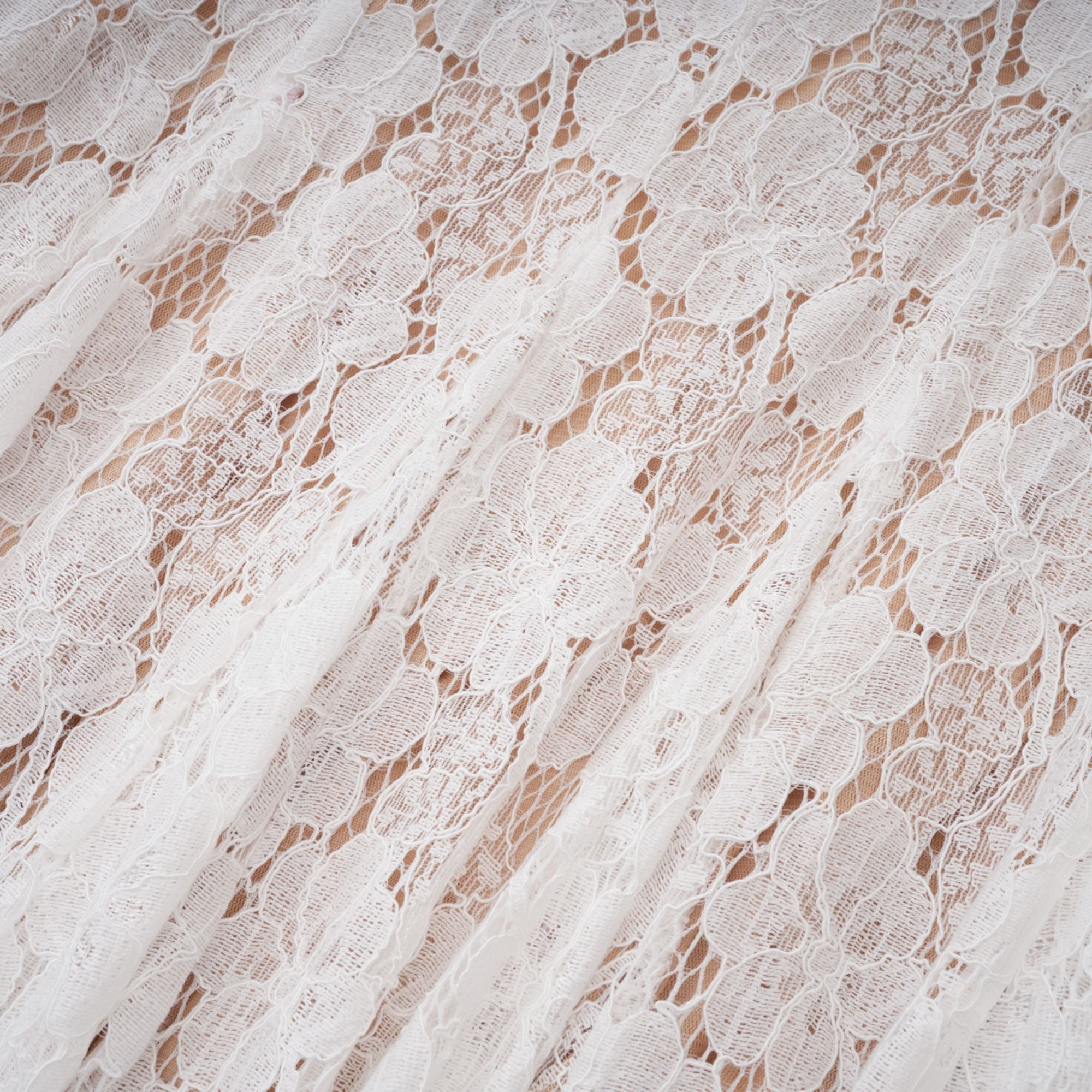 Bronte White Pleated Floral Lace Midi Dress