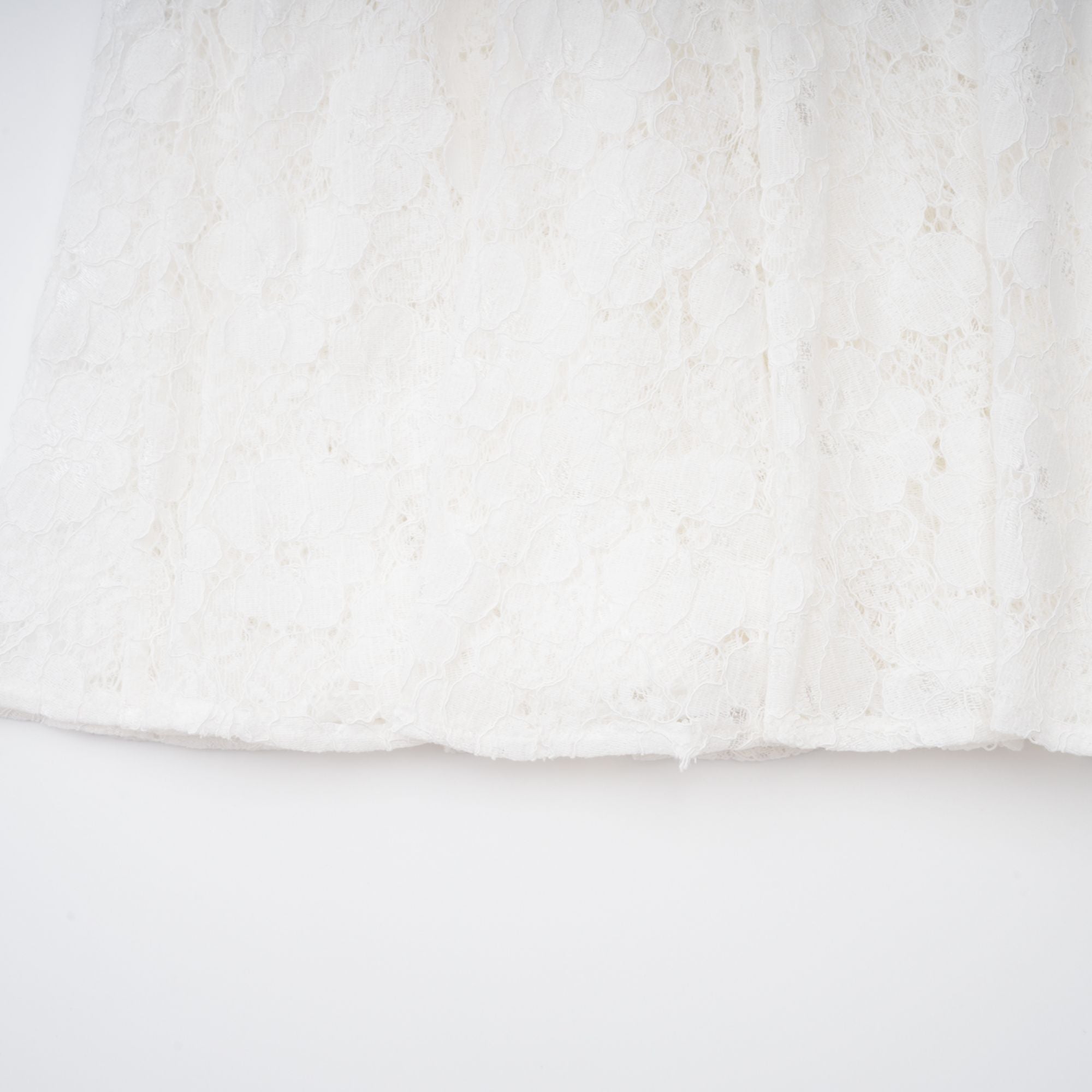 Bronte White Pleated Floral Lace Midi Dress