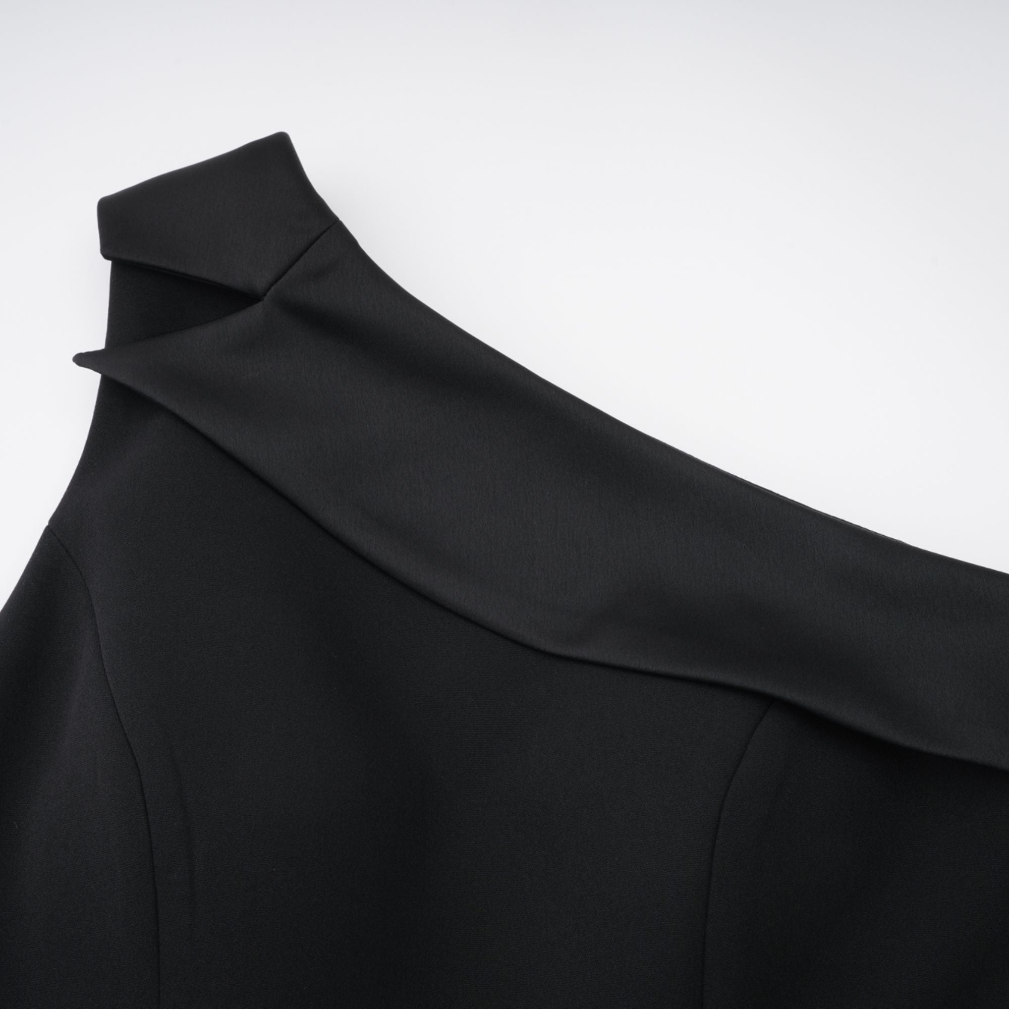 Bernadette black lace-panell asymmetrical midi dress