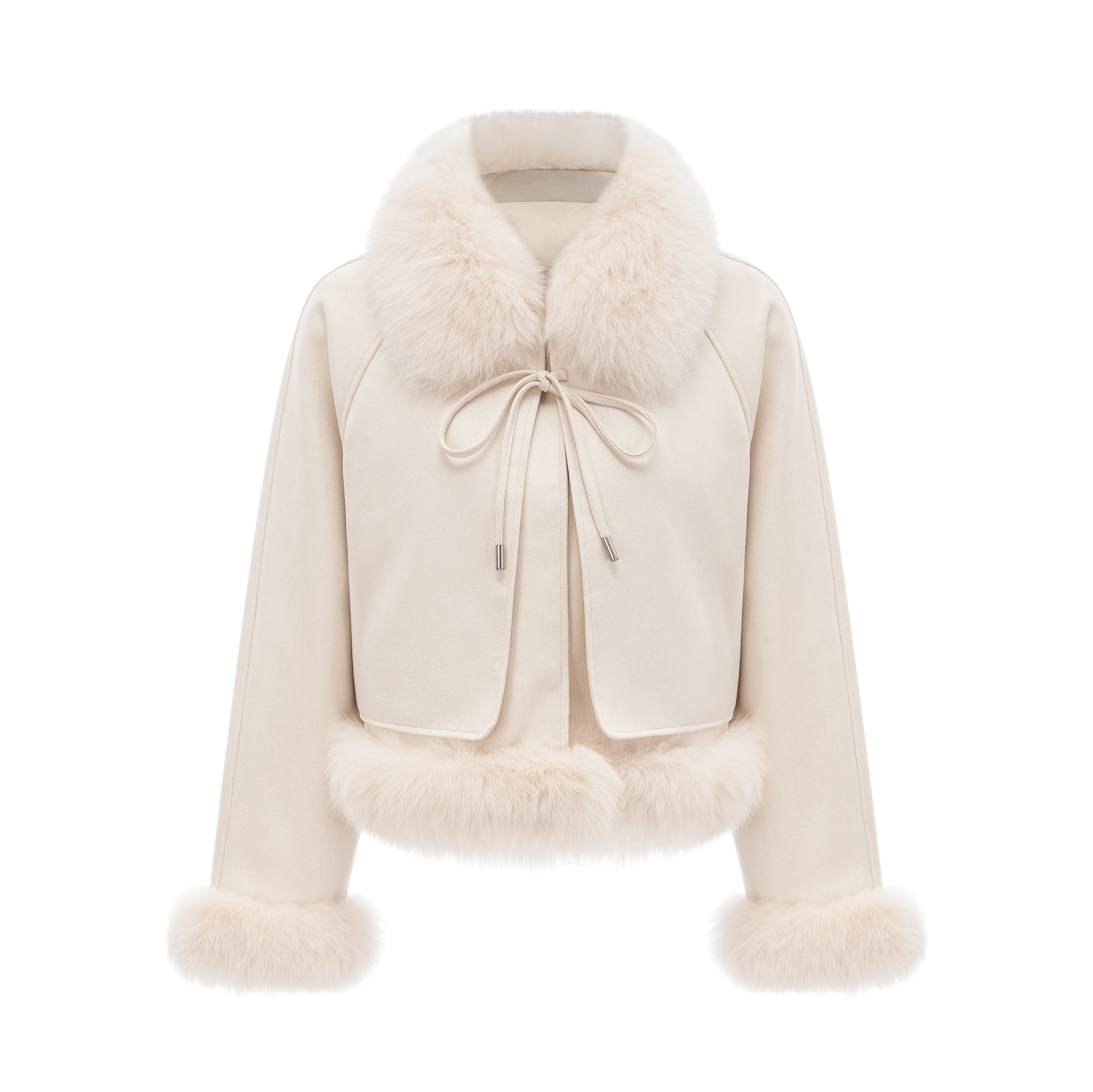 Cécile white suede fur padded short coat