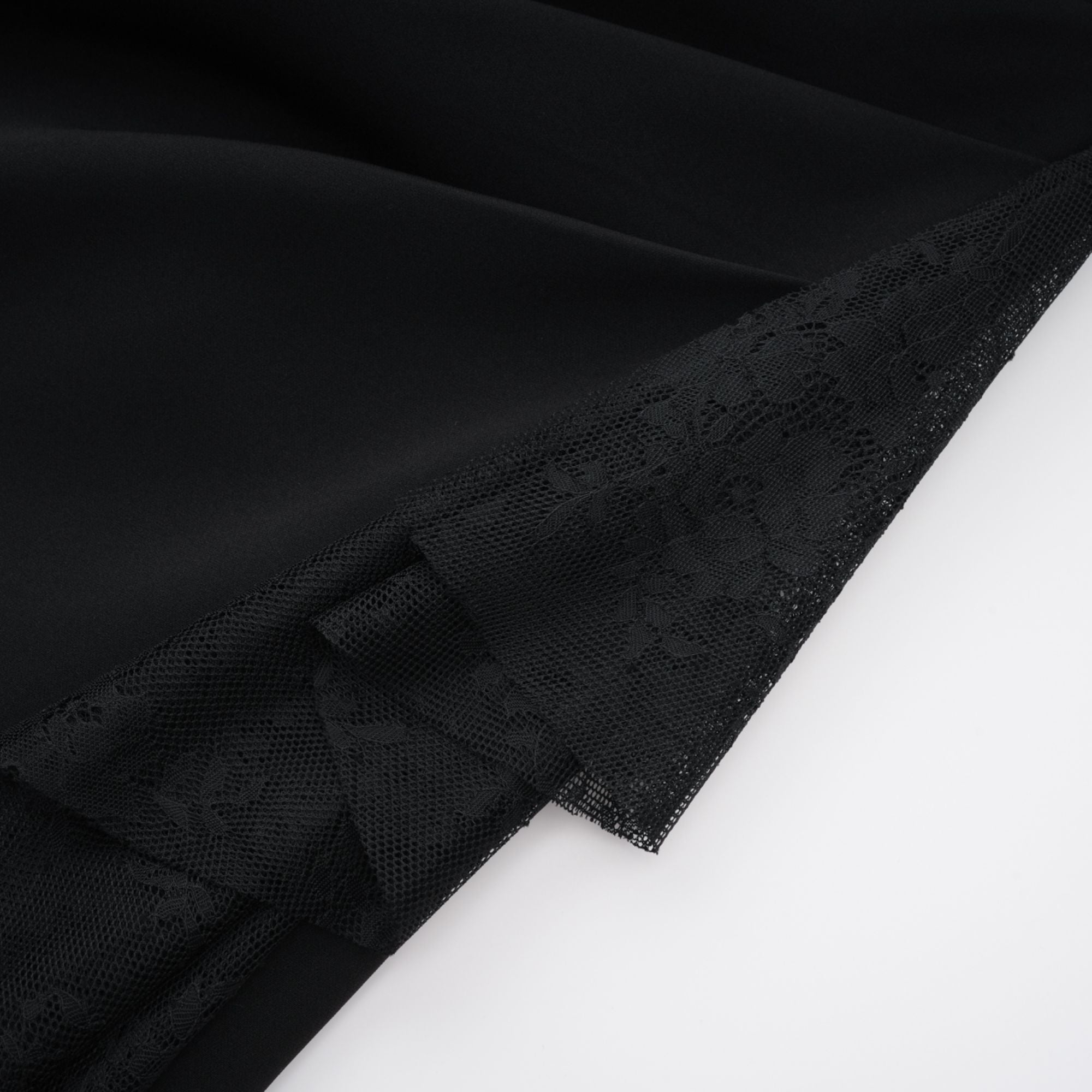 Bernadette black lace-panell asymmetrical midi dress