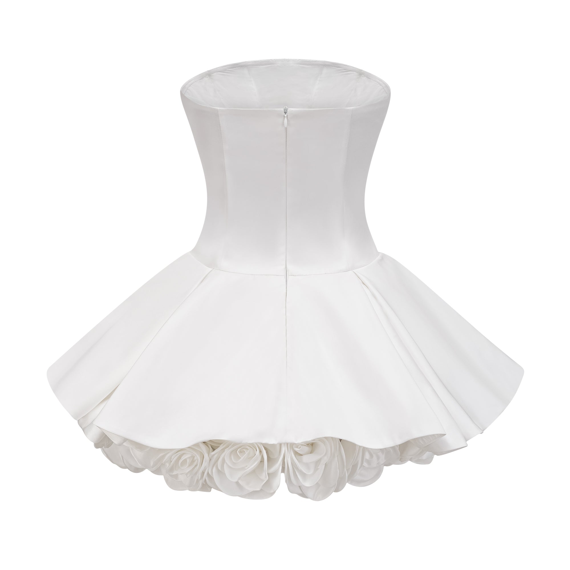 Lucie white petal-layered strapless corset mini dress