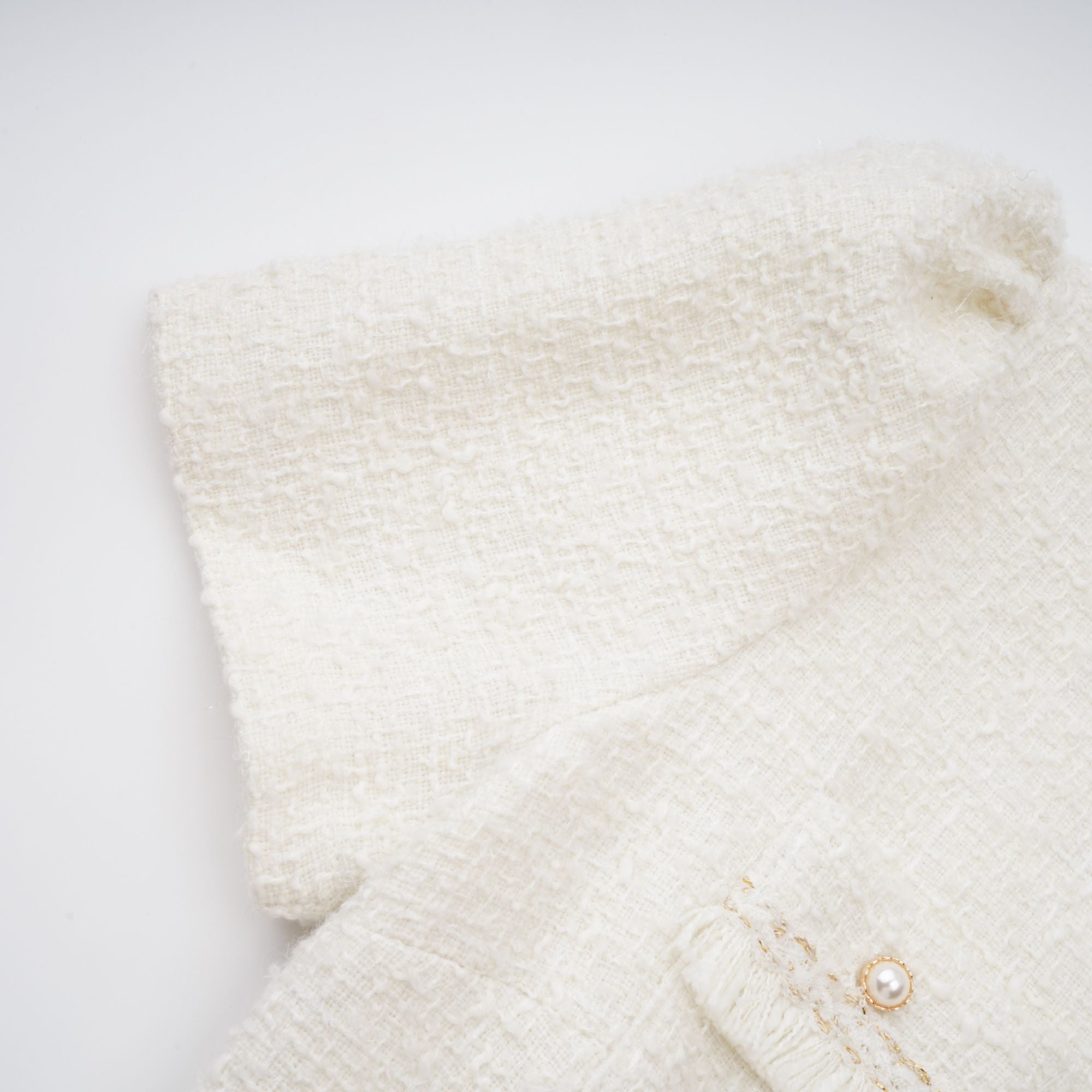 Gaëlle White Faux Pearl Tweed Mini Dress