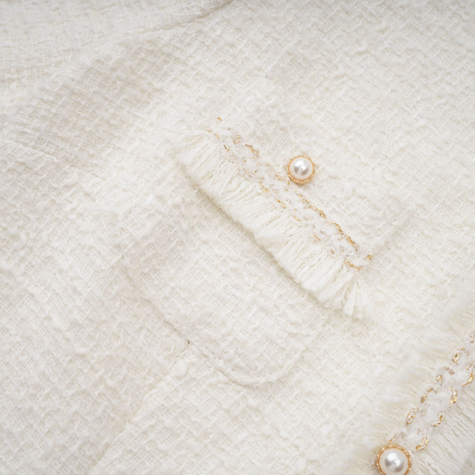 Gaëlle White Faux Pearl Tweed Mini Dress