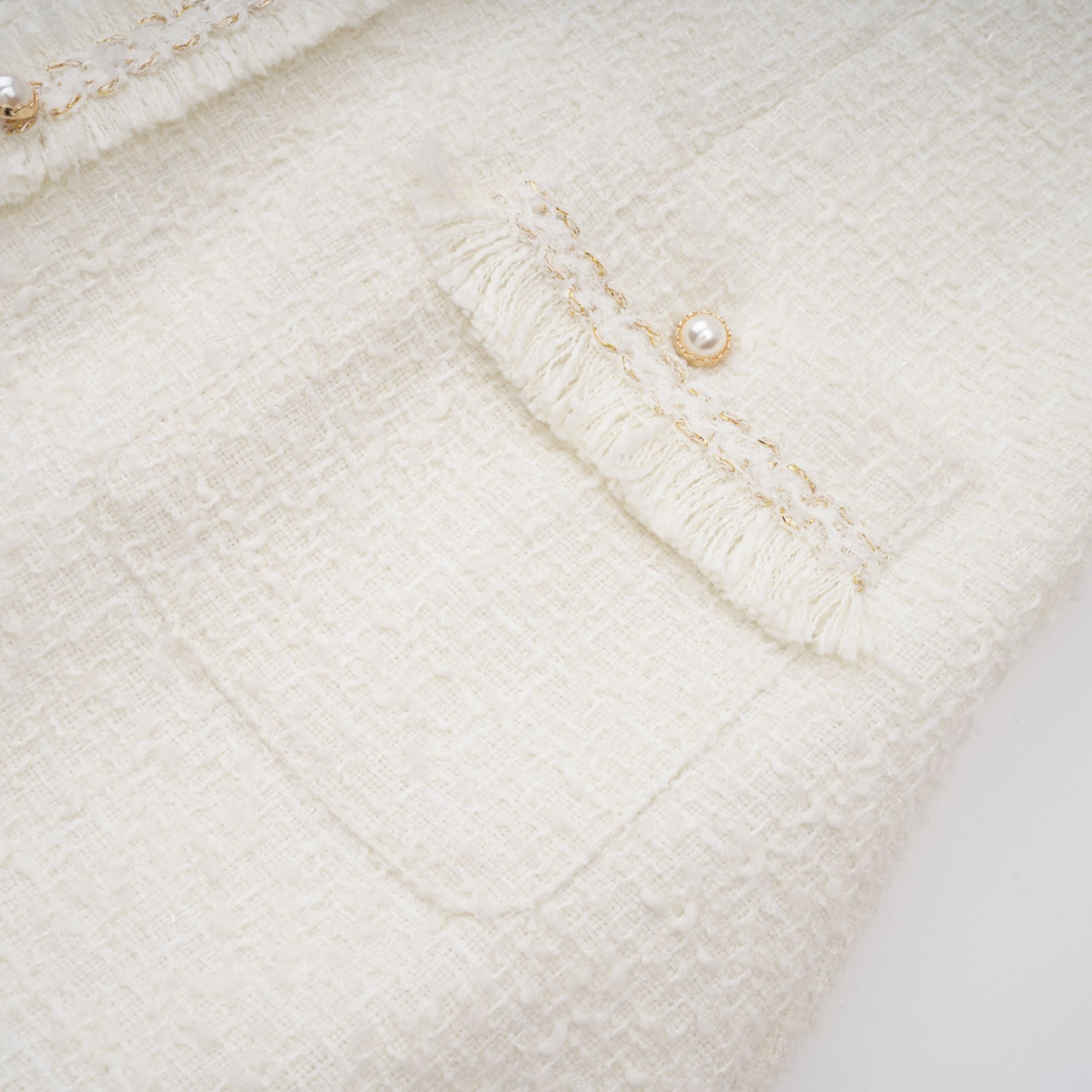 Gaëlle White Faux Pearl Tweed Mini Dress