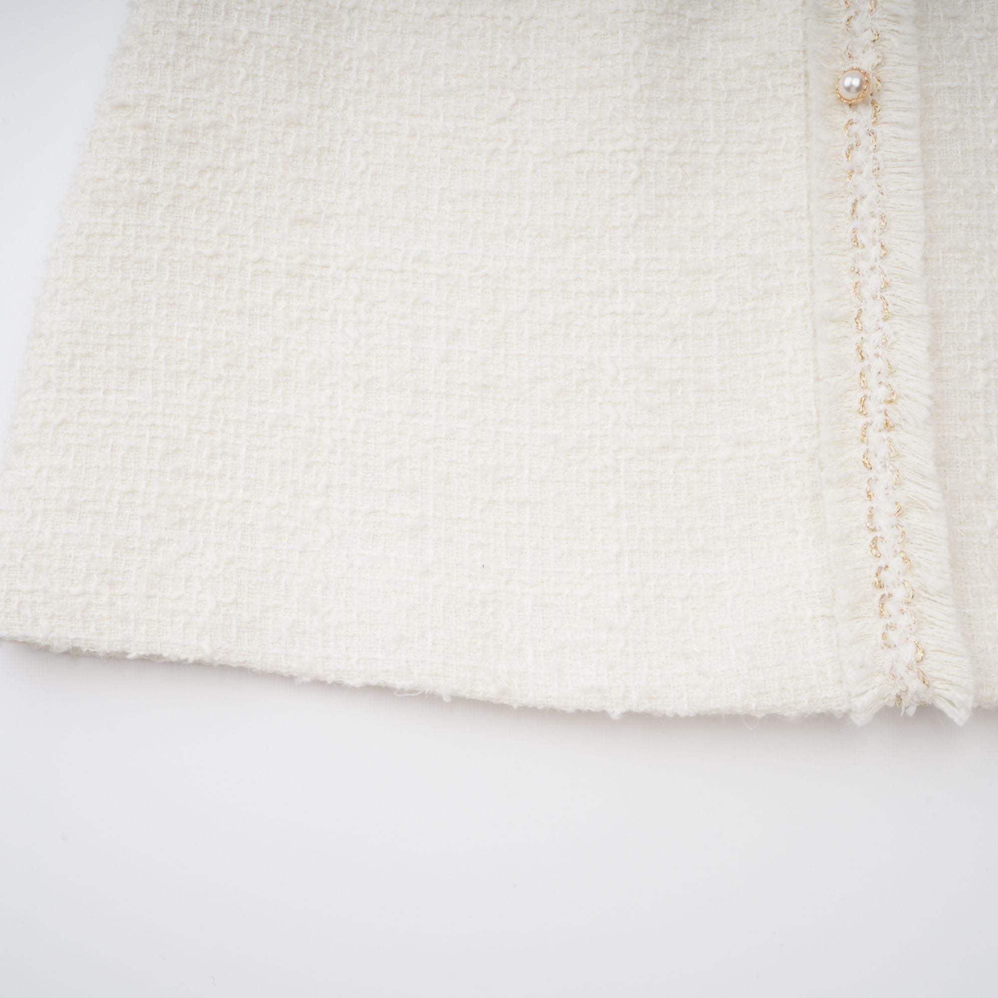 Gaëlle White Faux Pearl Tweed Mini Dress