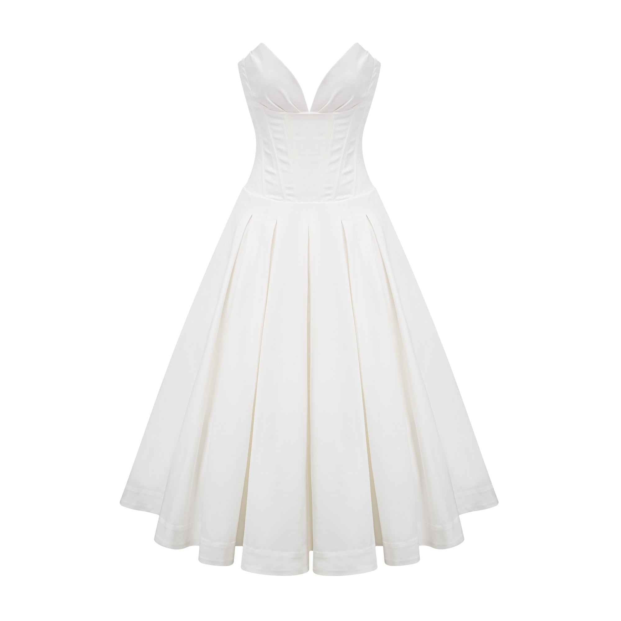 Katherine off-shoulder corset midi dress in White