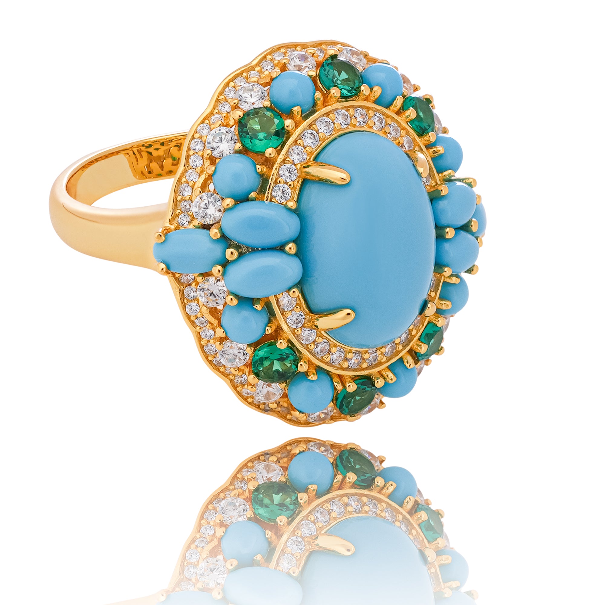 Millie Blue Turquoise Cabochon  Sterling Silver Ring